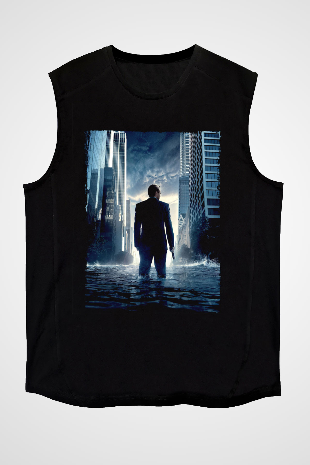 Unisex Başlangıç (Inception) Baskılı Siyah Kolsuz Tişört