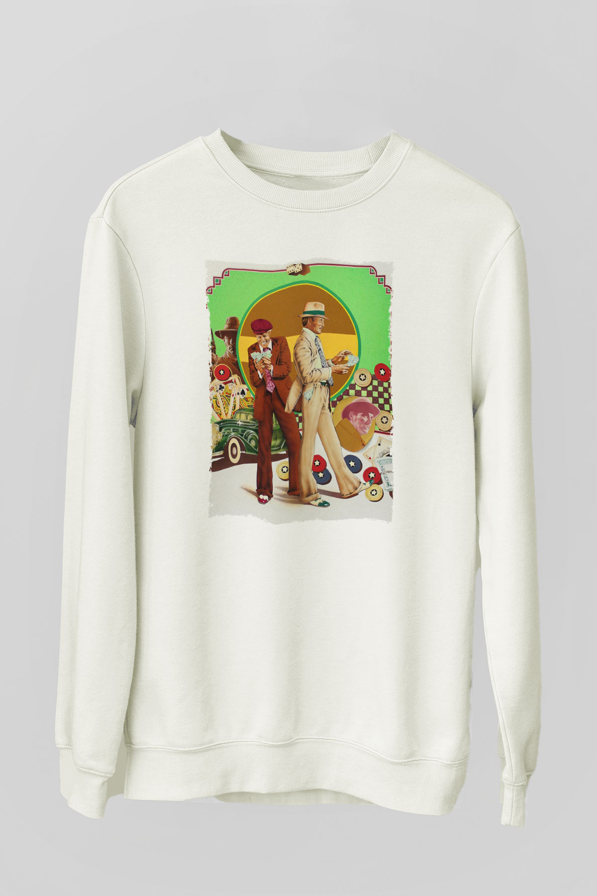 Unisex Belalılar (The Sting) Baskılı Beyaz Sweatshirt