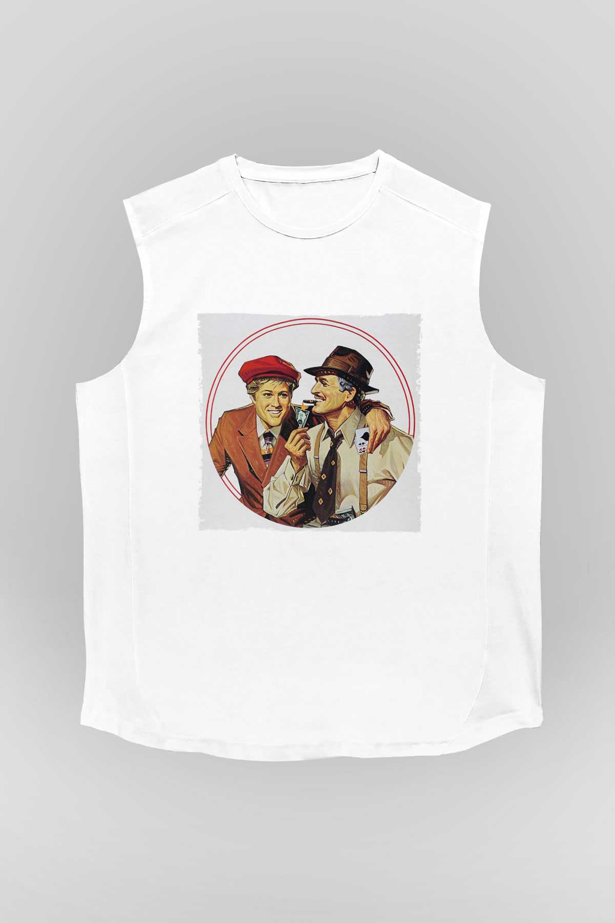 Unisex Belalılar (The Sting) Baskılı Beyaz Kolsuz Tişört