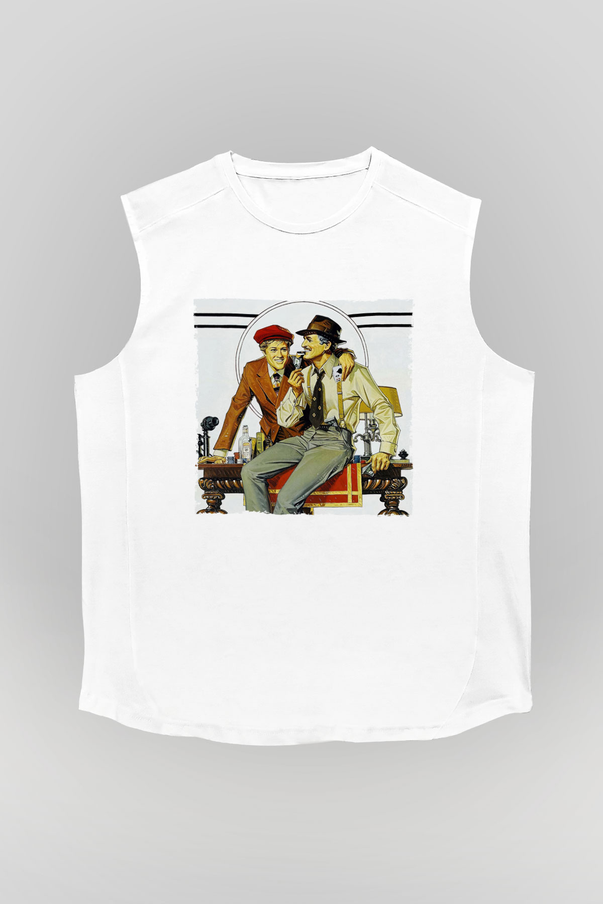 Unisex Belalılar (The Sting) Baskılı Beyaz Kolsuz Tshirt