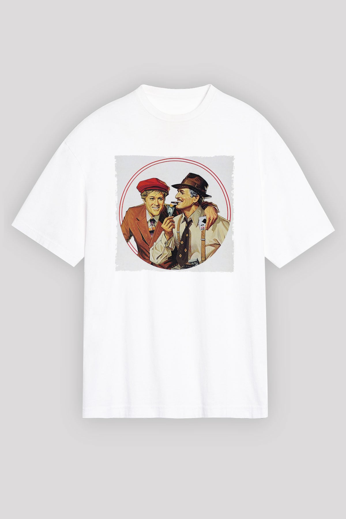 Unisex Belalılar (The Sting) Baskılı Beyaz Oversize Tişört