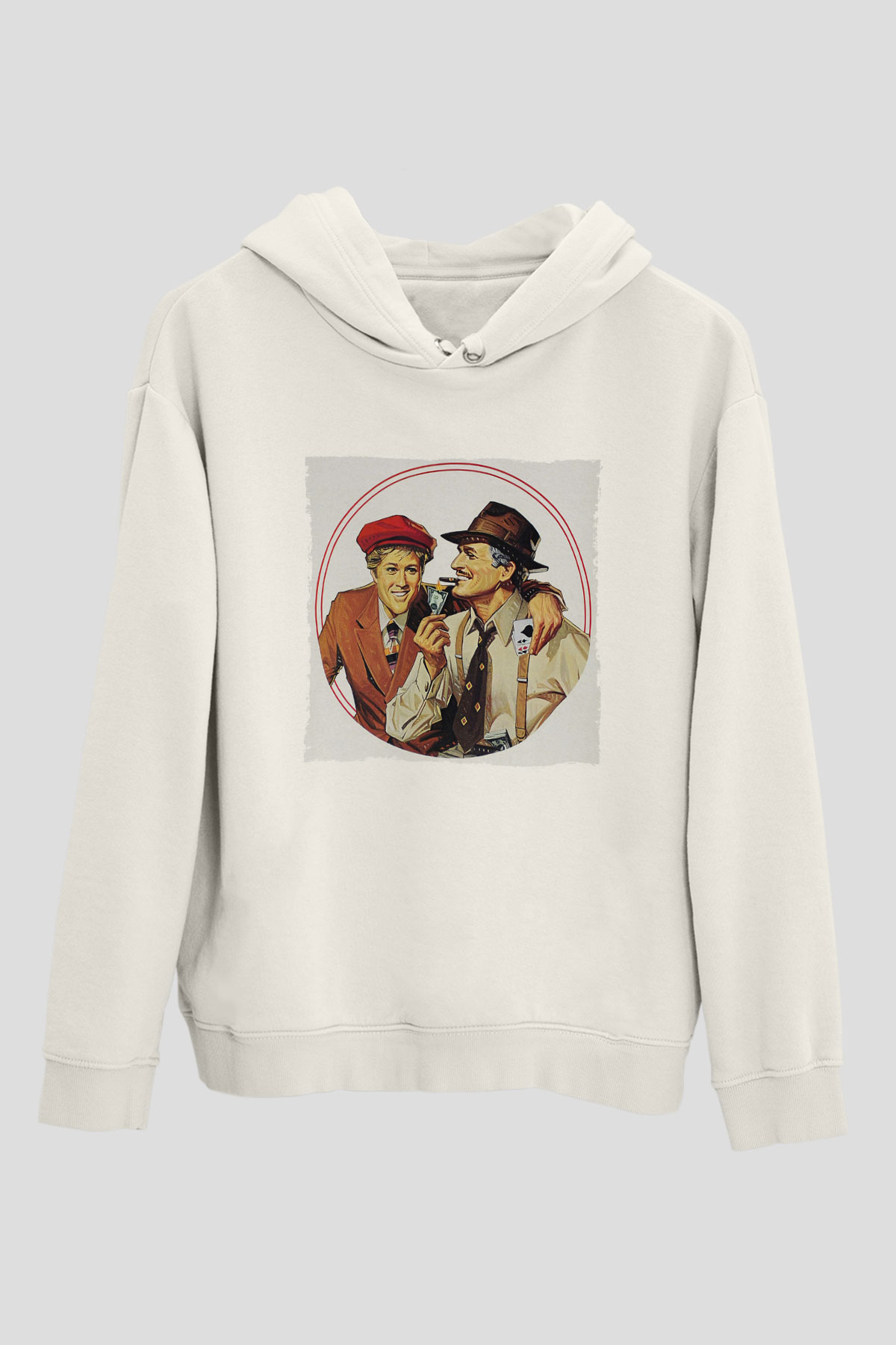 Unisex Belalılar (The Sting) Baskılı Beyaz Kapüşonlu Sweatshirt