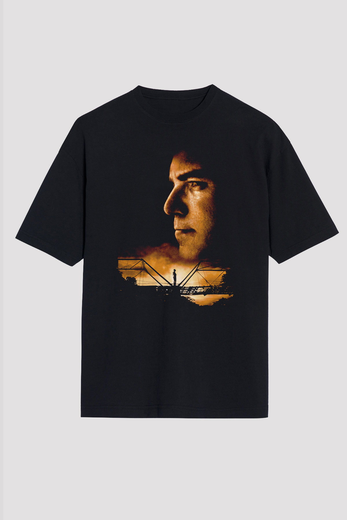 Unisex Bıçak Sırtı (Sling Blade) Baskılı Siyah Oversize T-shirt