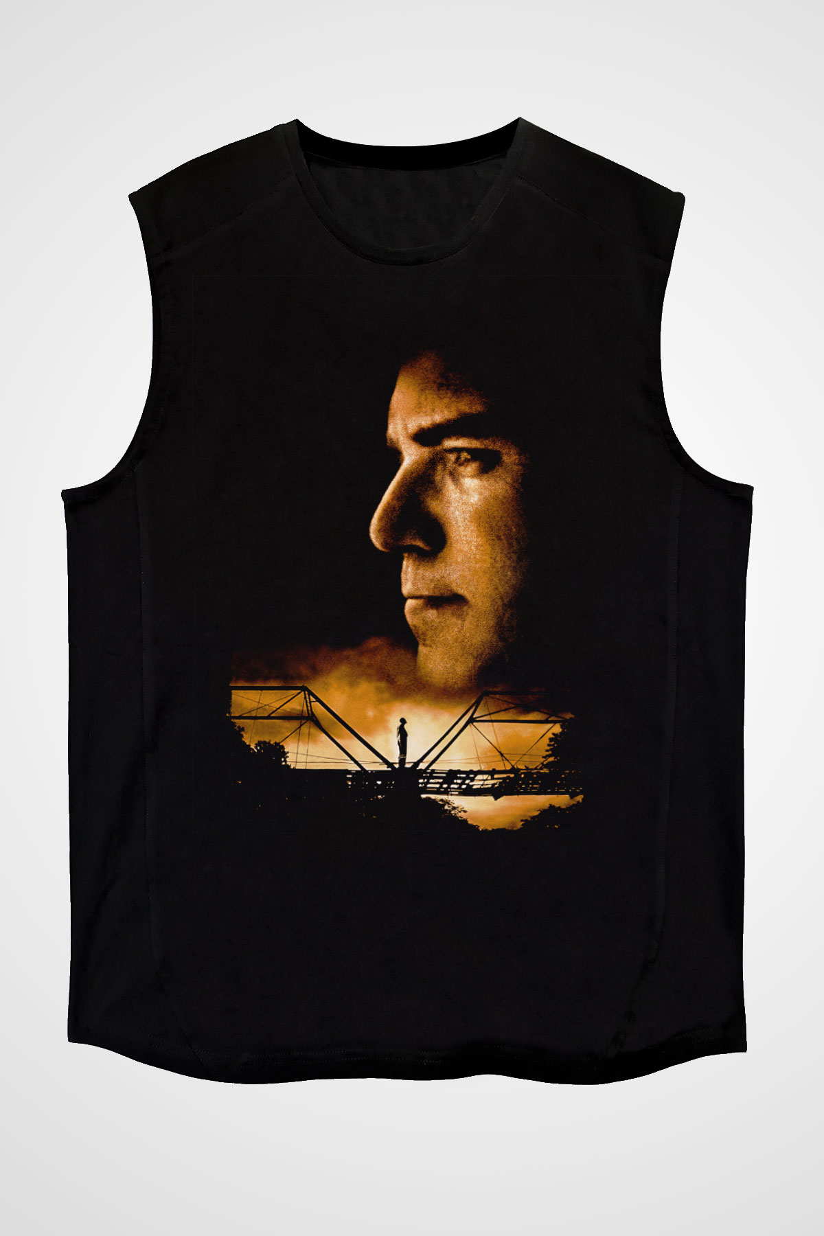 Unisex Bıçak Sırtı (Sling Blade) Baskılı Siyah Kolsuz T-shirt