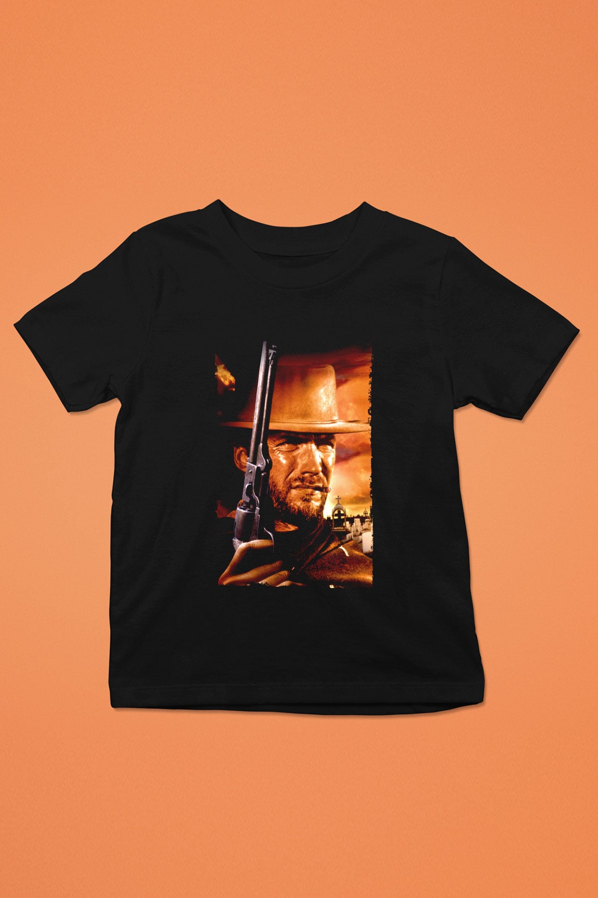 Unisex Bir Avuç Dolar (A Fistful of Dollars) Baskılı Siyah Çocuk Tshirt
