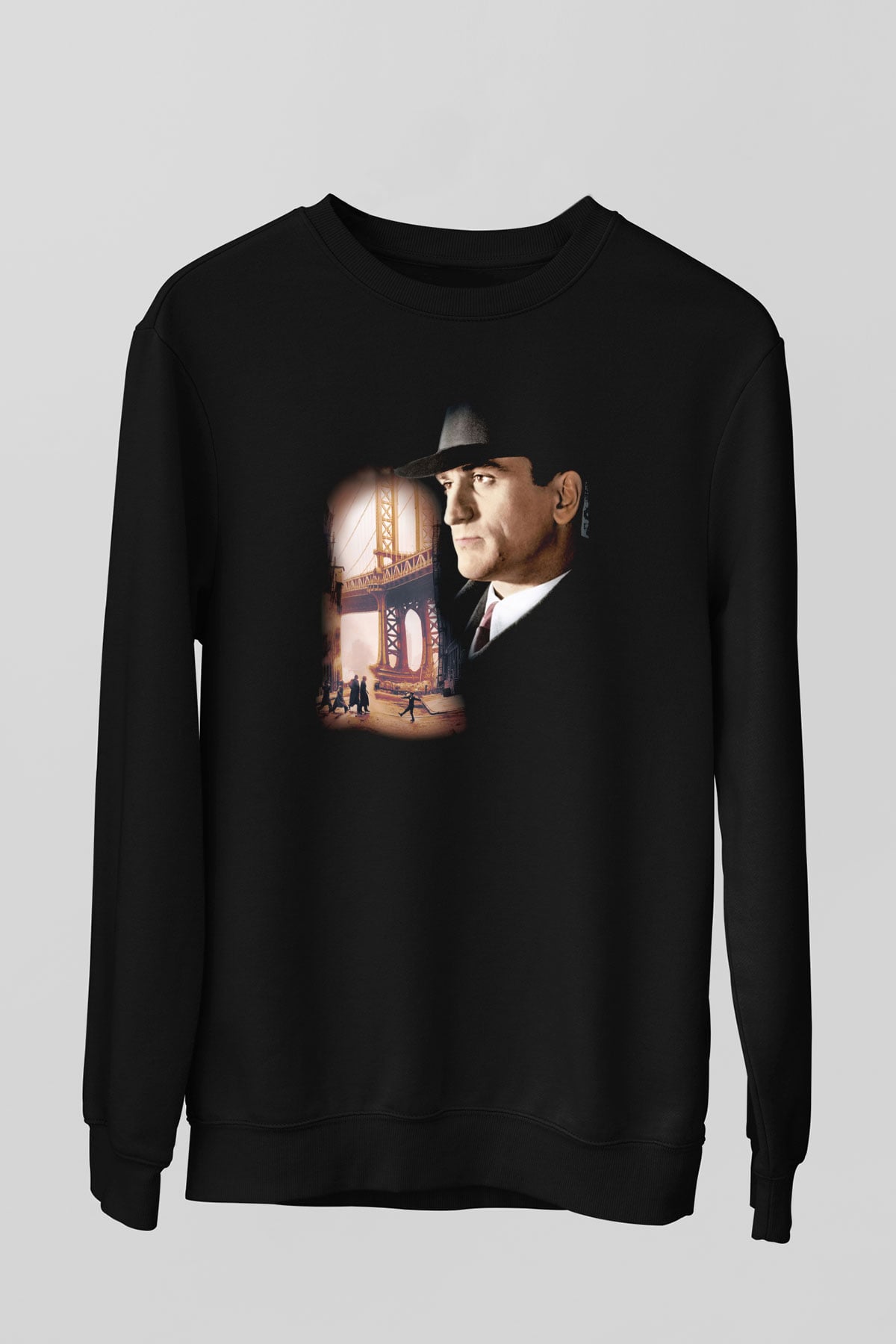 Unisex Bir Zamanlar Amerika (Once Upon a Time in America) Baskılı Siyah Sweatshirt