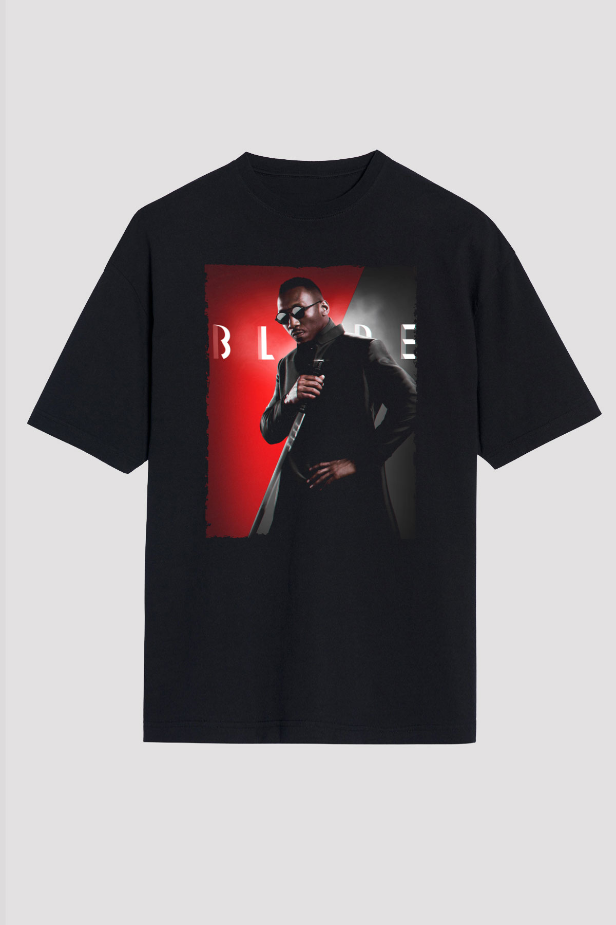 Unisex Blade Baskılı Siyah Oversize T-shirt