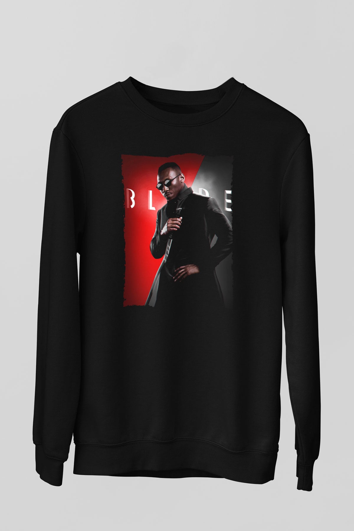 Unisex Blade Baskılı Siyah Sweatshirt