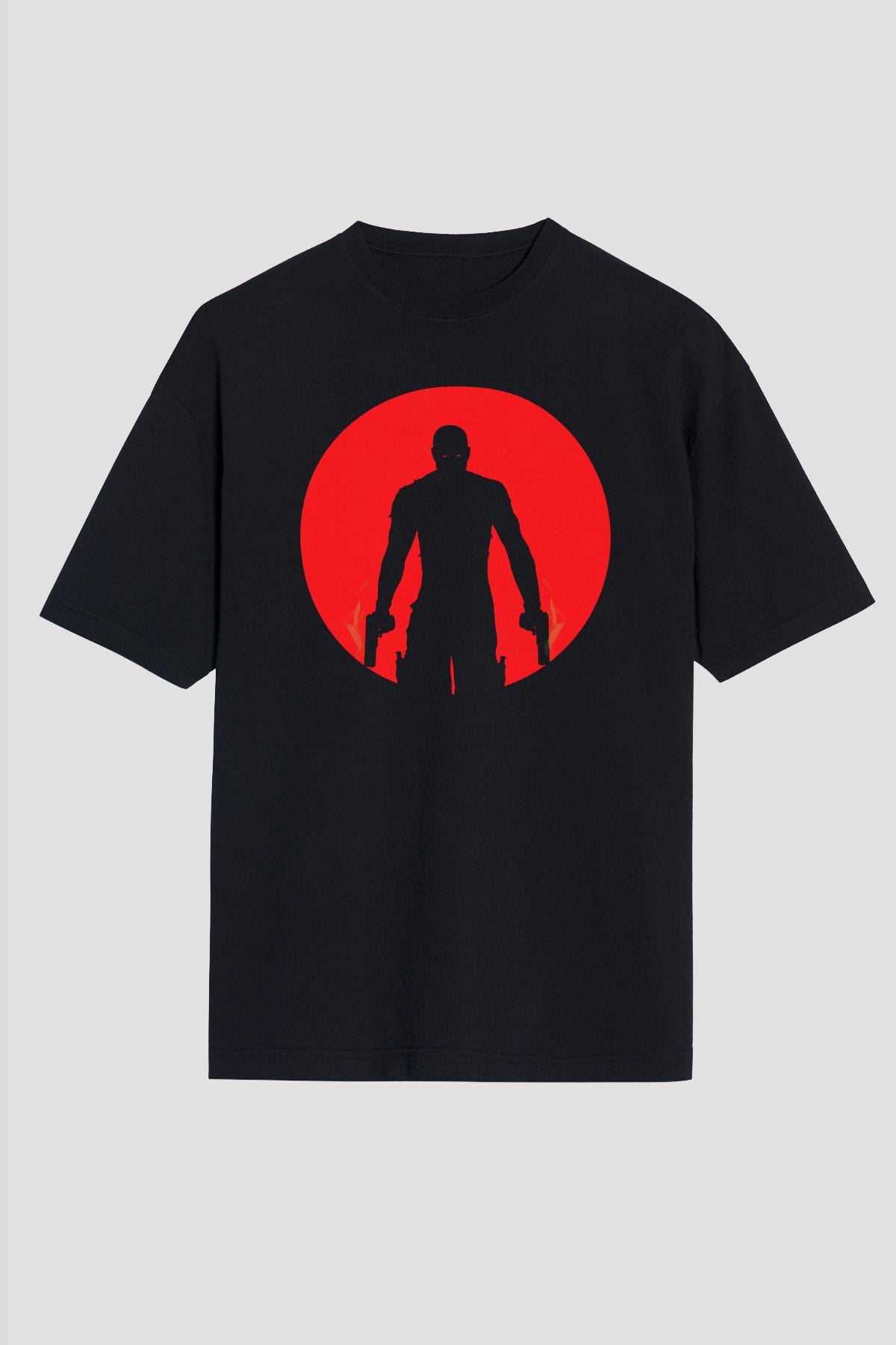 Unisex Bloodshot Baskılı Siyah Oversize Tişört