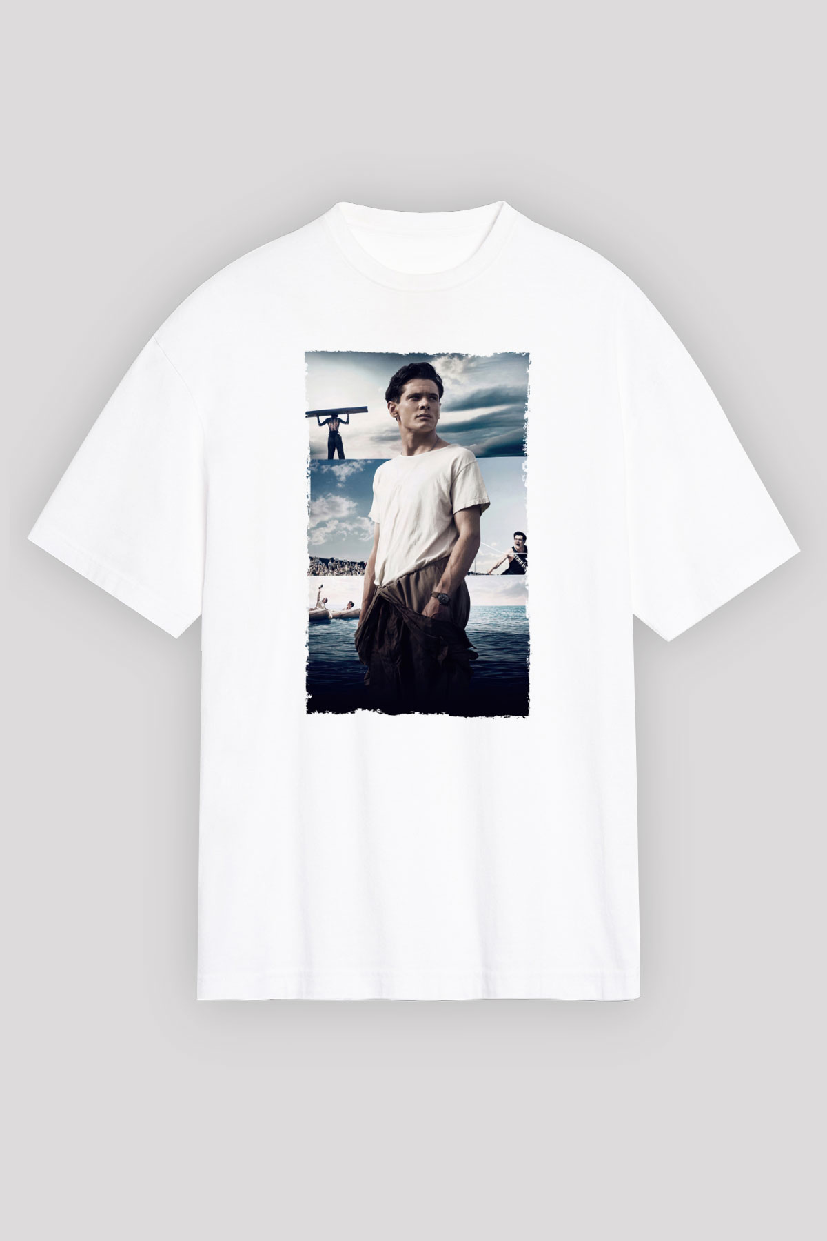 Unisex Boyun Eğmez (Unbroken) Baskılı Beyaz T-shirt