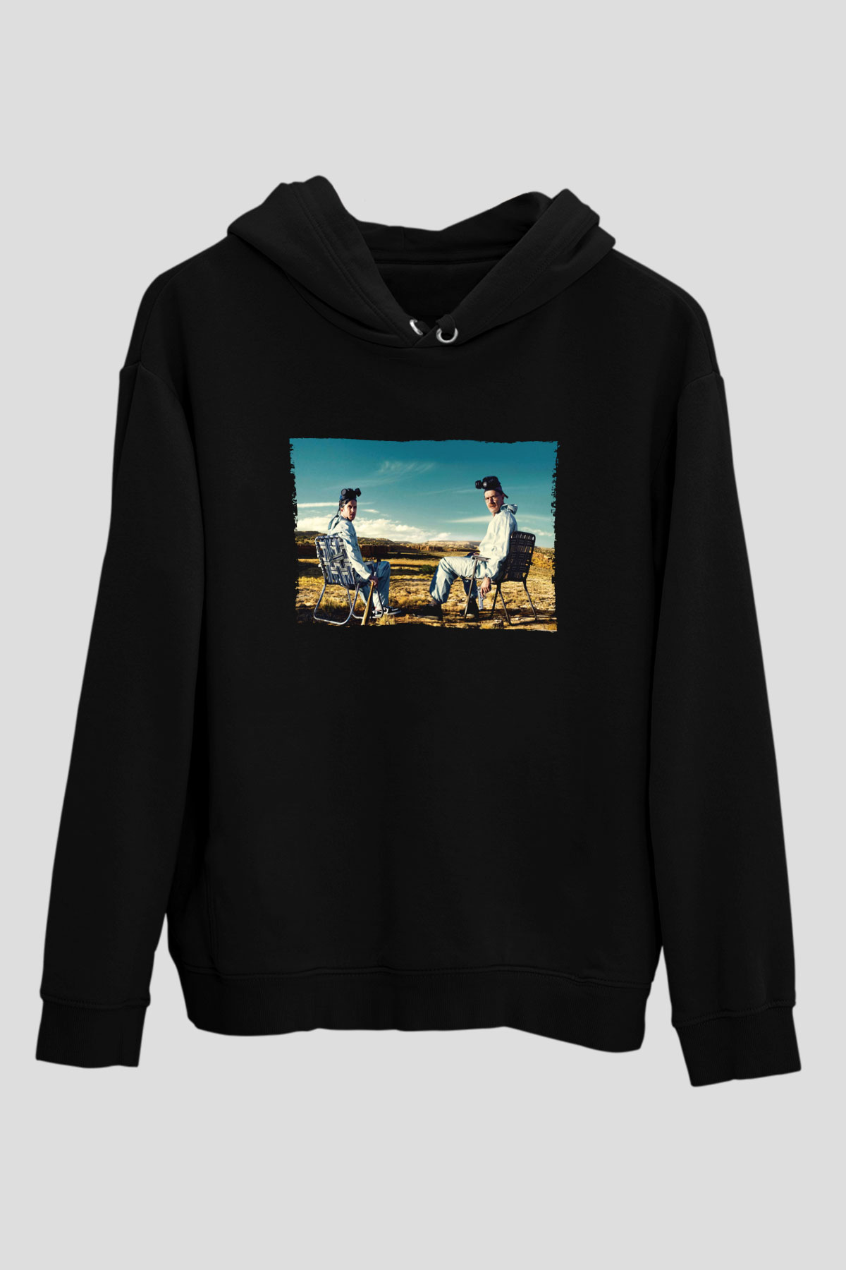 Unisex Breaking Bad Baskılı Siyah Kapüşonlu Sweatshirt