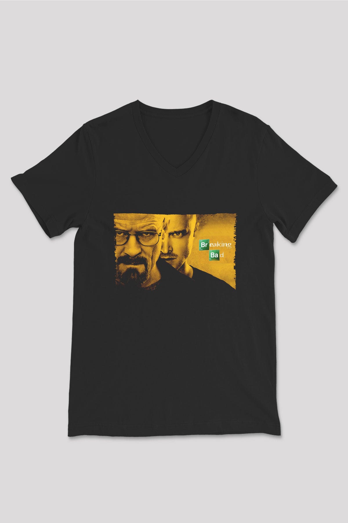 Unisex Breaking Bad Siyah Unisex V Yaka Tshirt