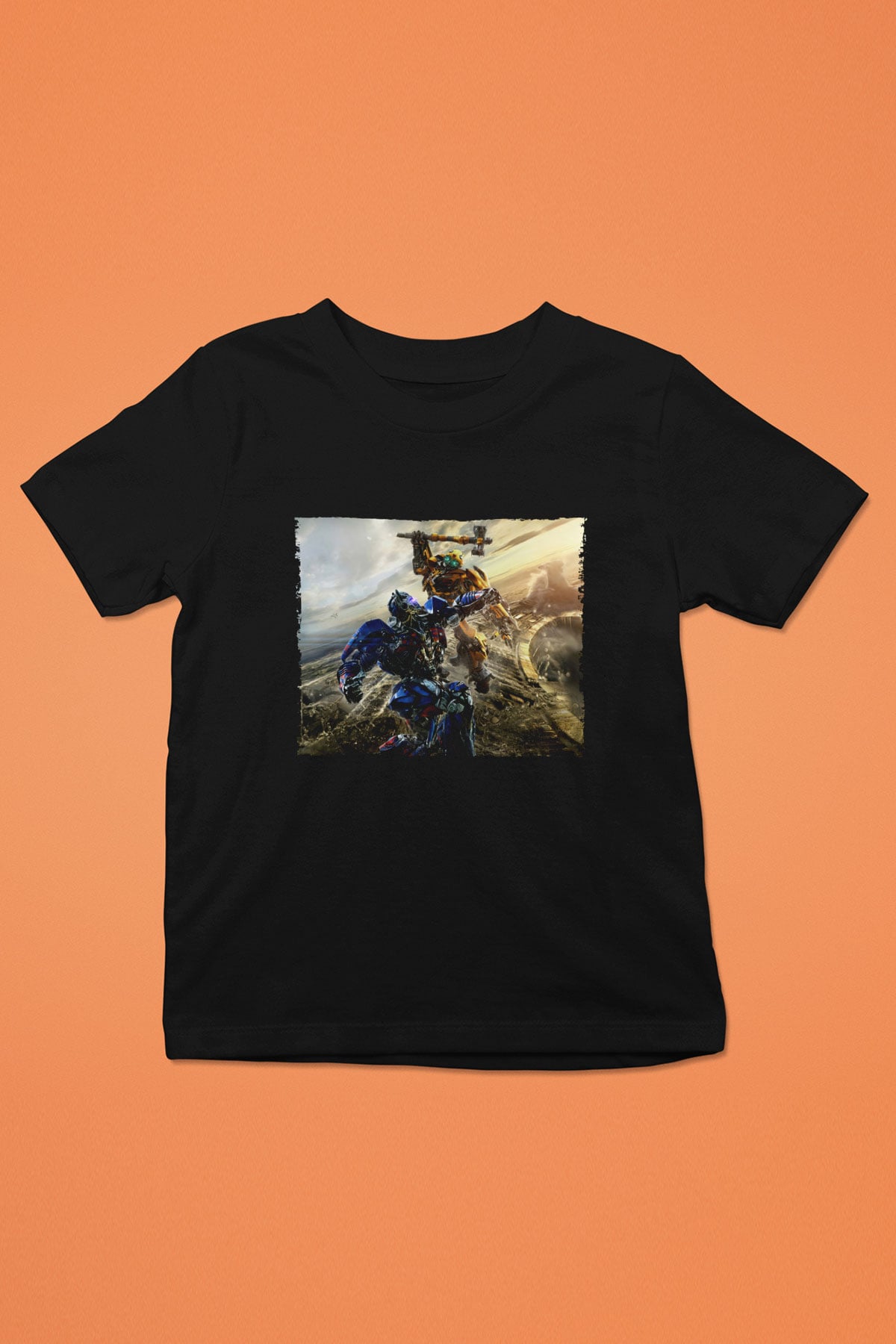 Unisex Bumblebee Baskılı Siyah Çocuk Tshirt