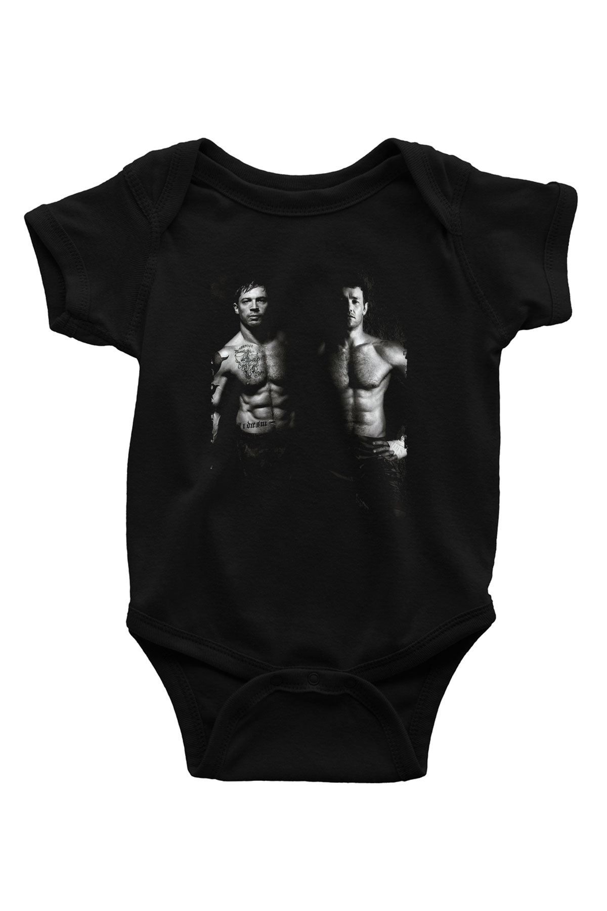 Unisex Büyük Dövüş (Warrior) Baskılı Siyah Bebek Body - Zıbın