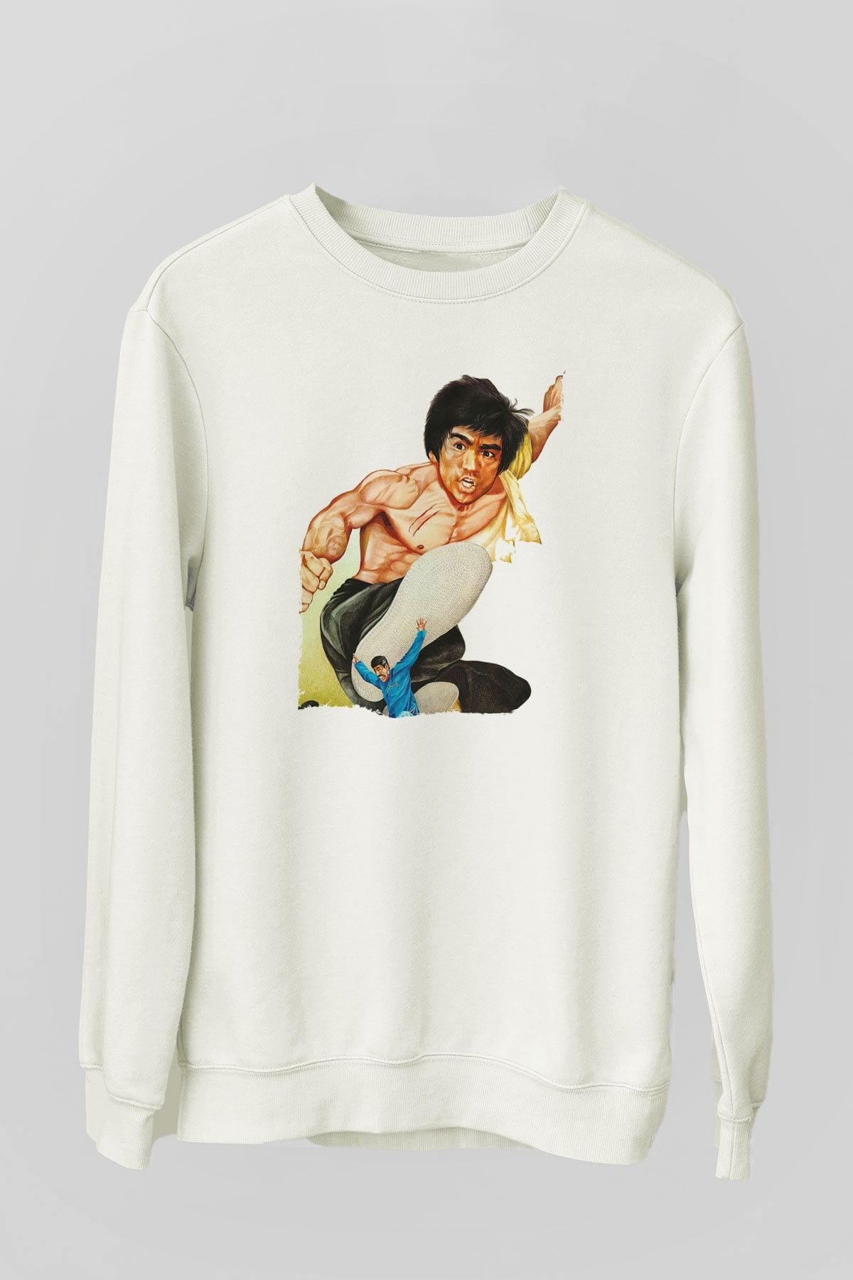 Unisex Büyük Patron (The Big Boss) Baskılı Beyaz Sweatshirt
