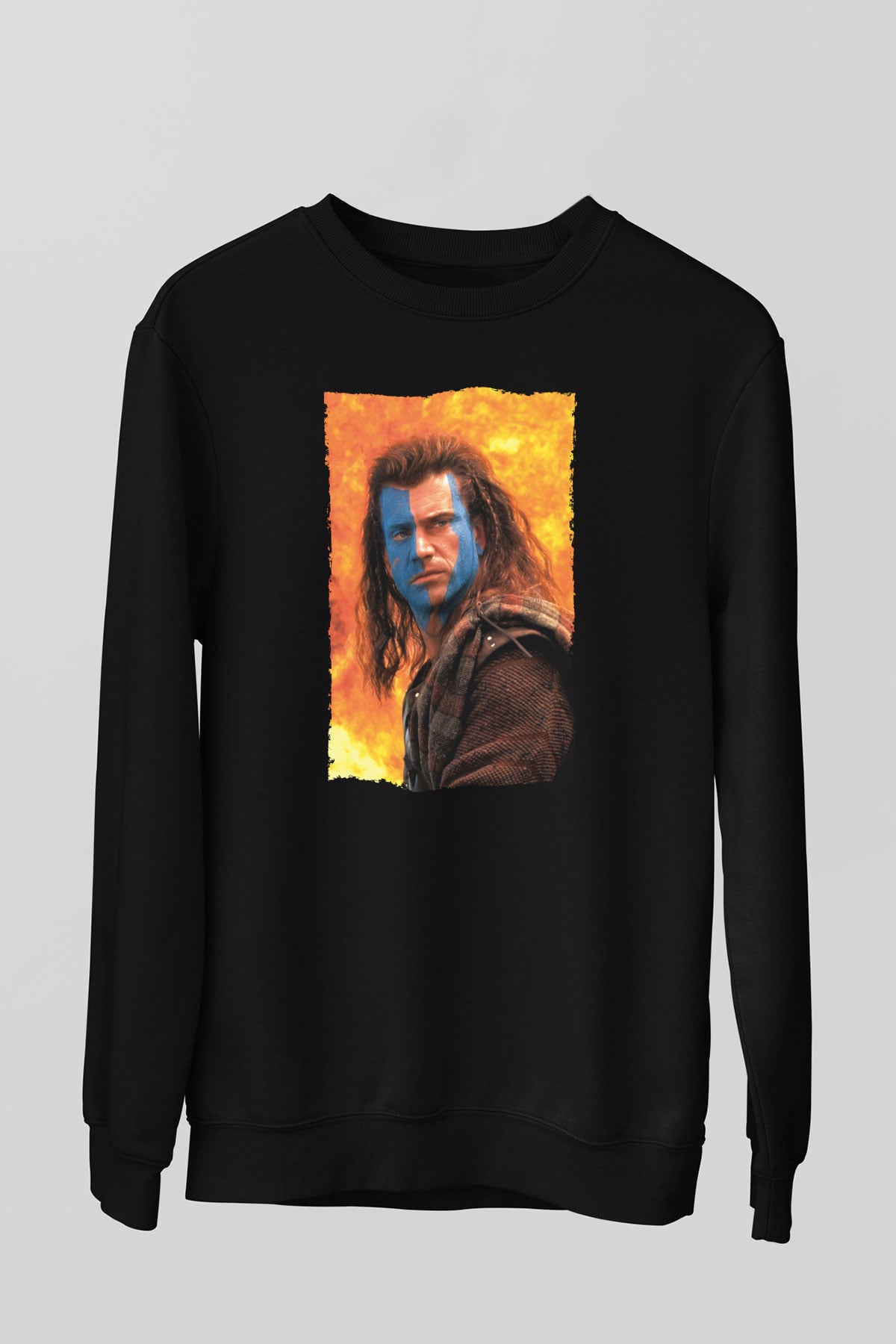 Unisex Cesur Yürek (Braveheart) Baskılı Siyah Sweatshirt