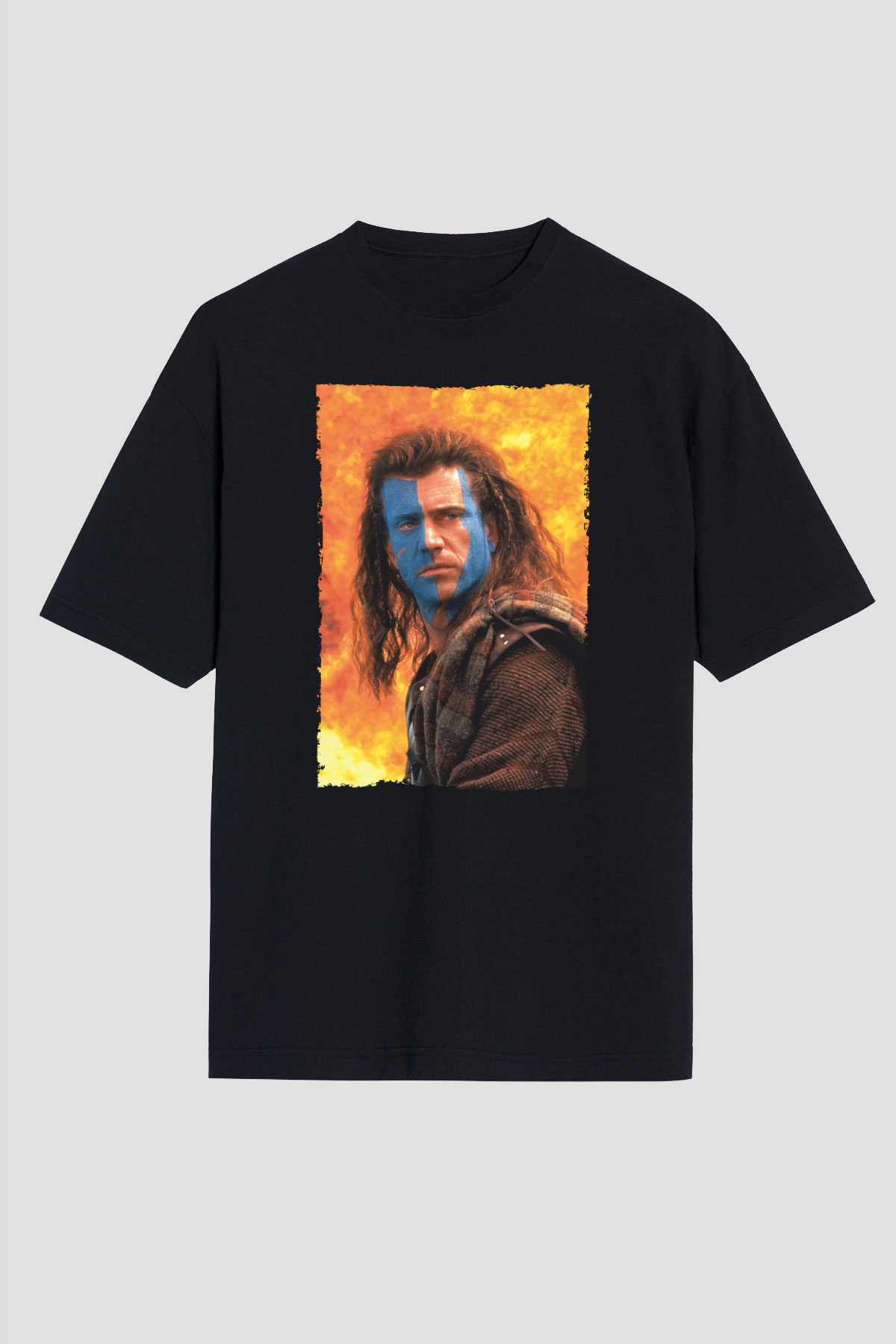 Unisex Cesur Yürek (Braveheart) Baskılı Siyah Oversize Tişört