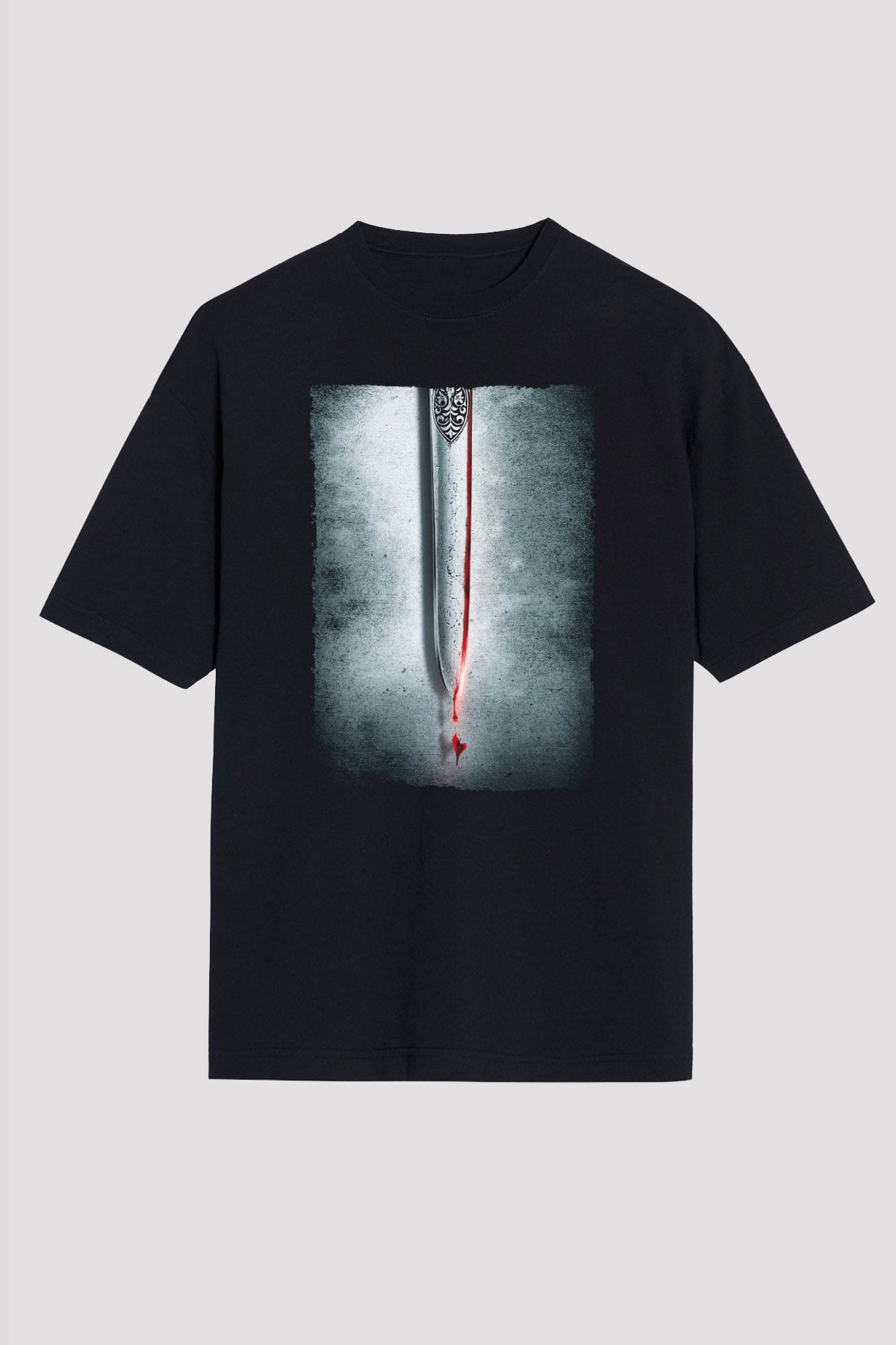 Unisex Cesur Yürek (Braveheart) Baskılı Siyah Oversize T-shirt