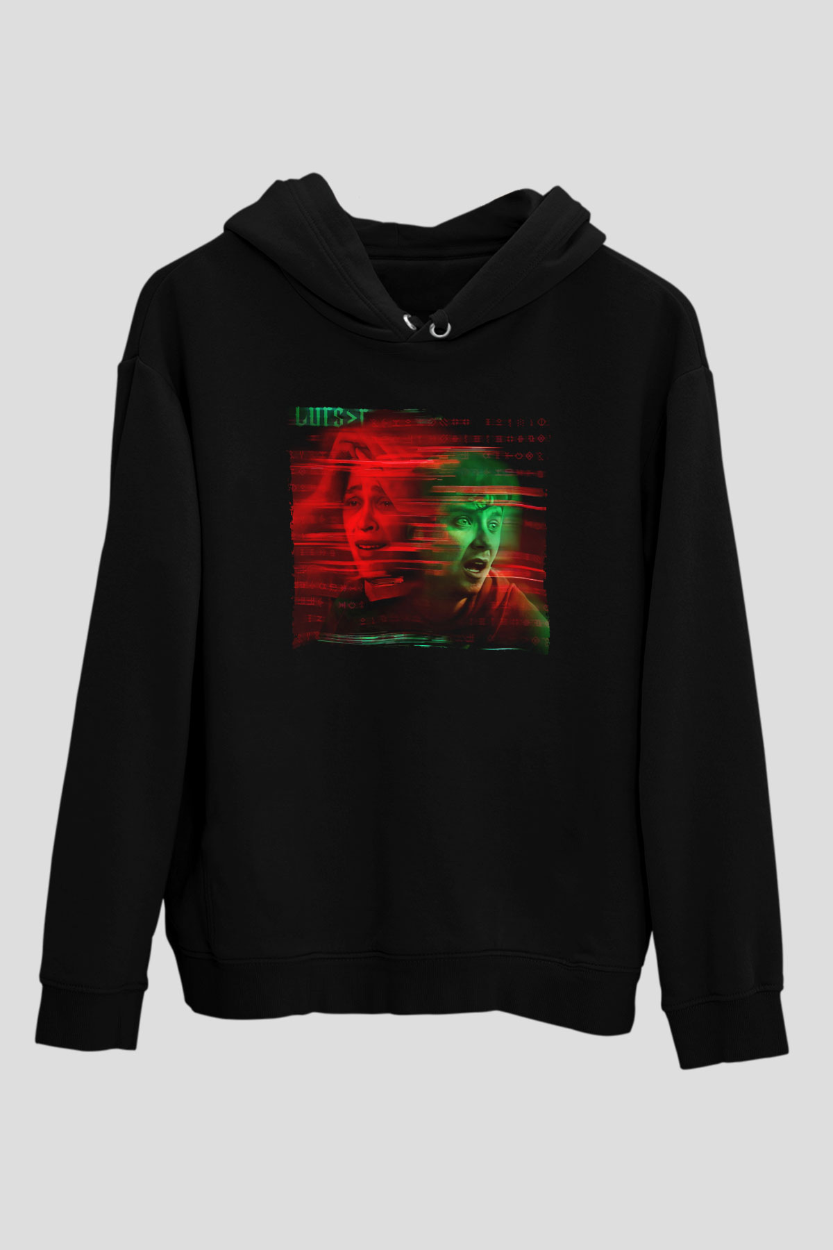 Unisex Choose or Die Baskılı Siyah Kapüşonlu Sweatshirt