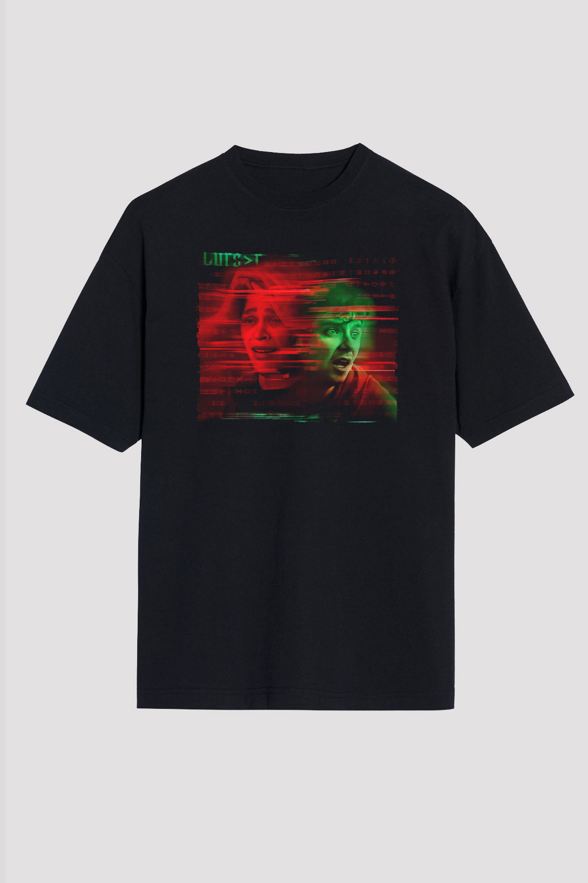Unisex Choose or Die Baskılı Siyah Oversize Tshirt