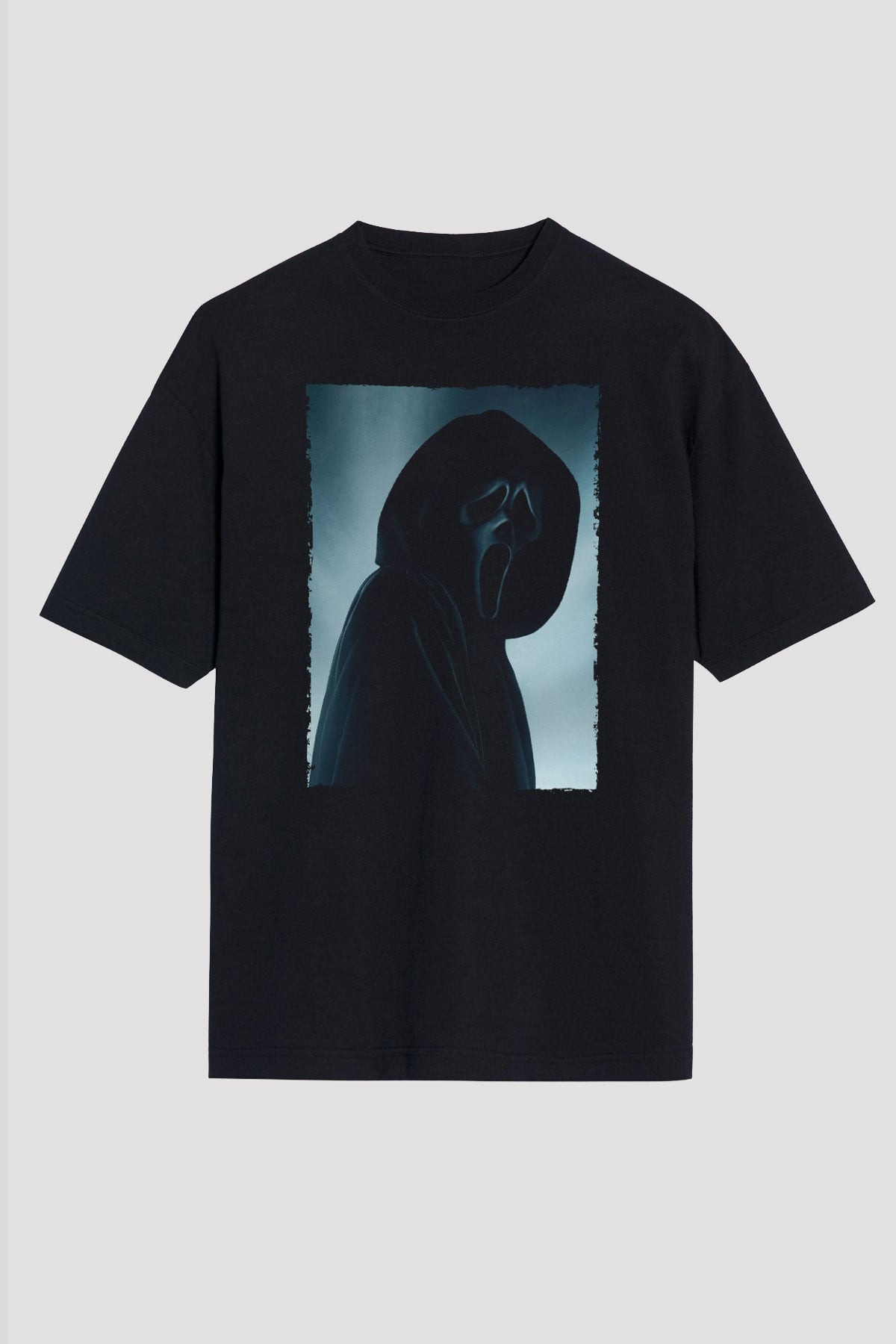 Unisex Çığlık (Scream) Baskılı Siyah Oversize Tshirt