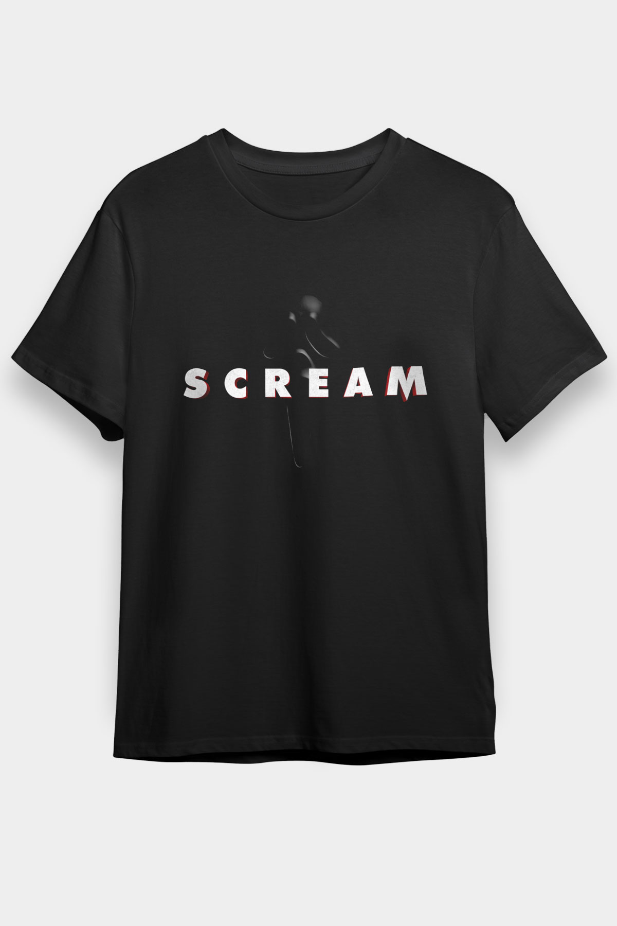 Unisex Çığlık (Scream) Baskılı Siyah Tişört