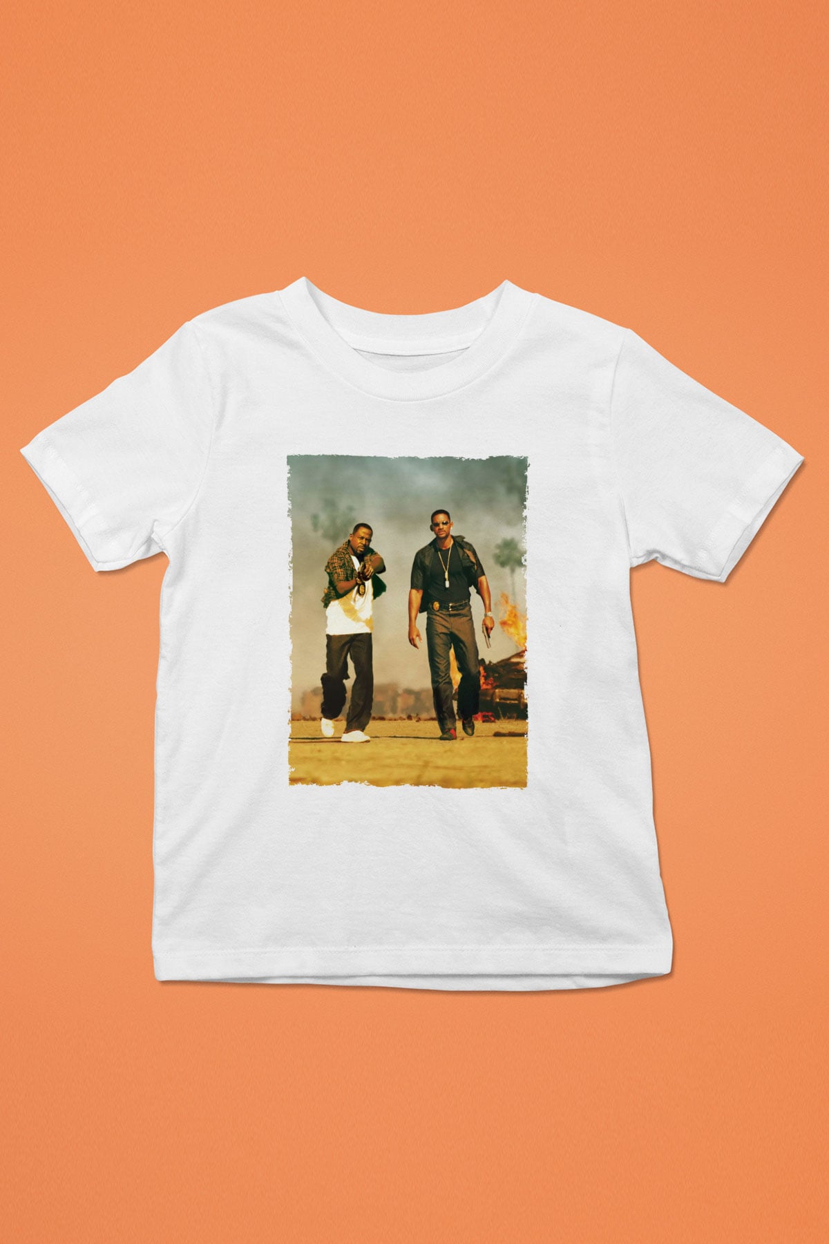 Unisex Çılgın İkili - Bad Boys Baskılı Beyaz Çocuk Tshirt