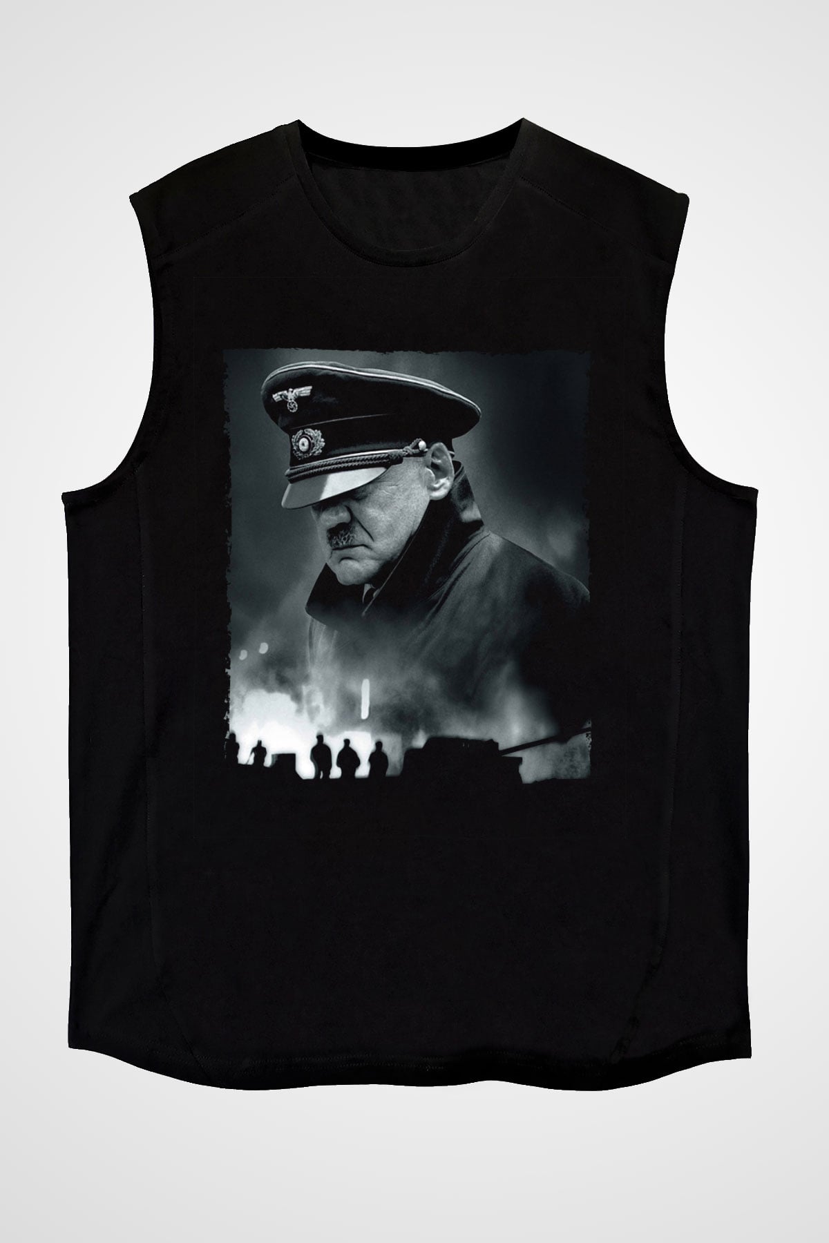 Unisex Çöküş (Downfall) Baskılı Siyah Kolsuz T-shirt