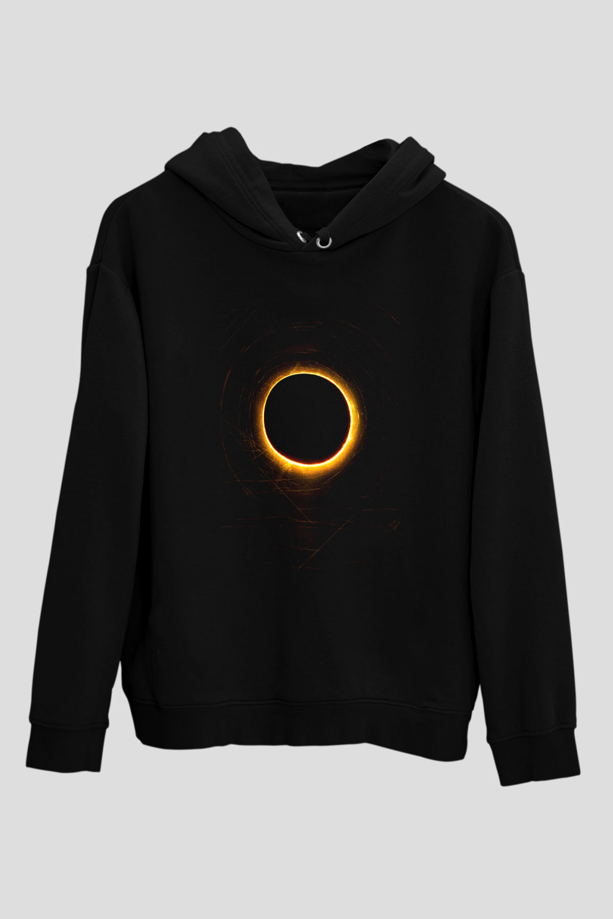 Unisex Çöl Gezegeni (Dune) Baskılı Siyah Kapüşonlu Sweatshirt
