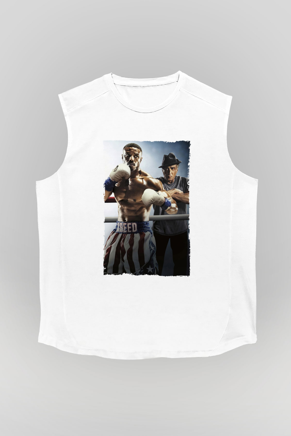 Unisex Creed II Baskılı Beyaz Kolsuz Tişört