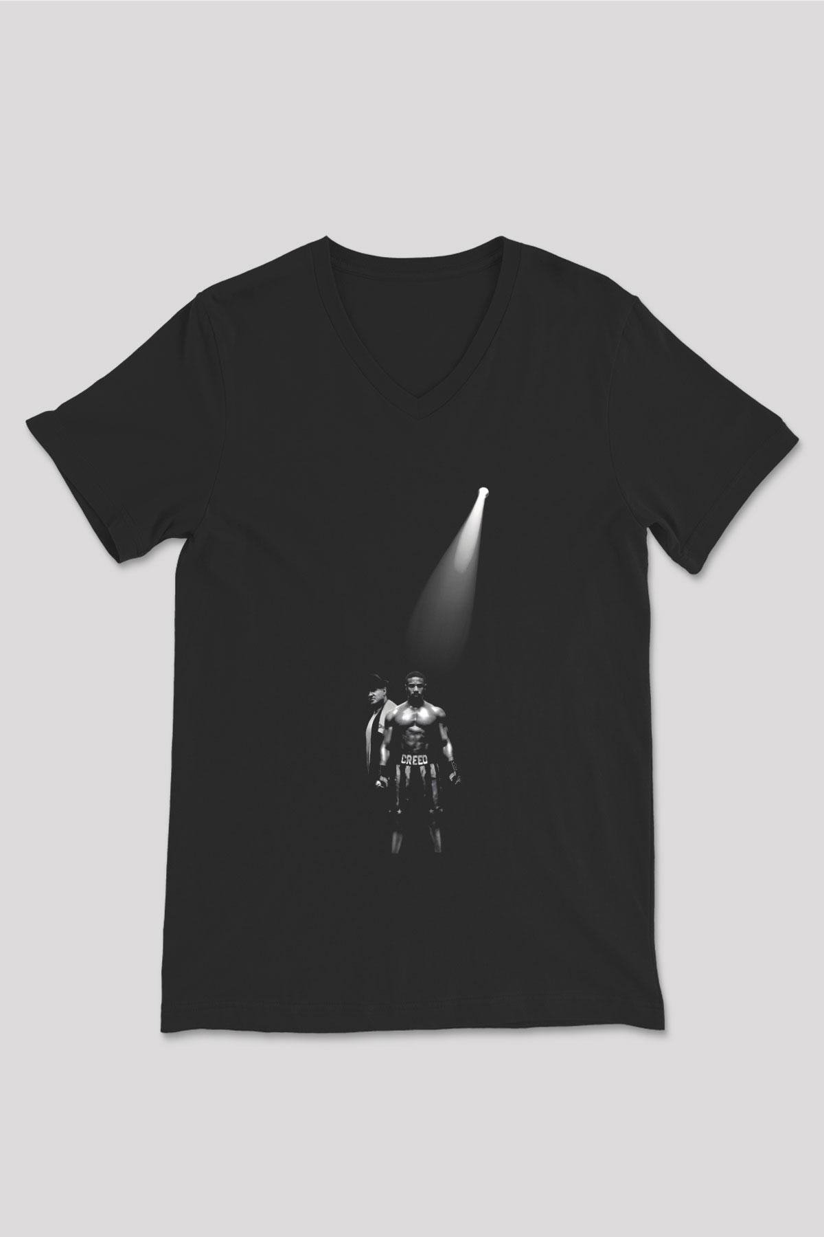 Unisex Creed II Efsane Yükseliyor Baskılı Siyah V Yaka Tshirt