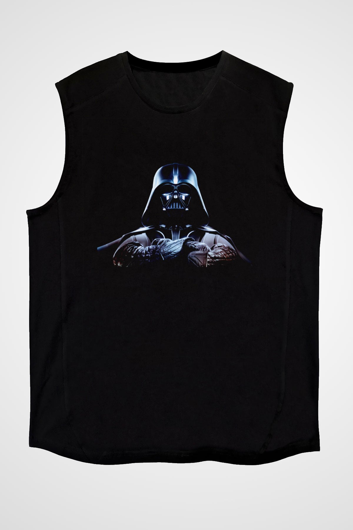 Unisex Darth Vader Baskılı Siyah Kolsuz Tişört