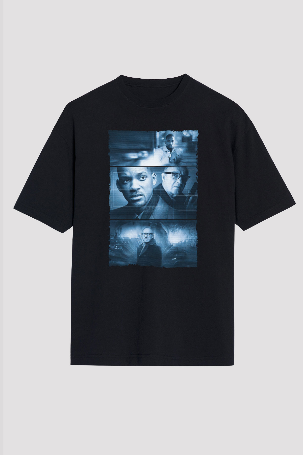 Unisex Devlet Düşmanı (Enemy of the State) Baskılı Siyah Oversize Tshirt