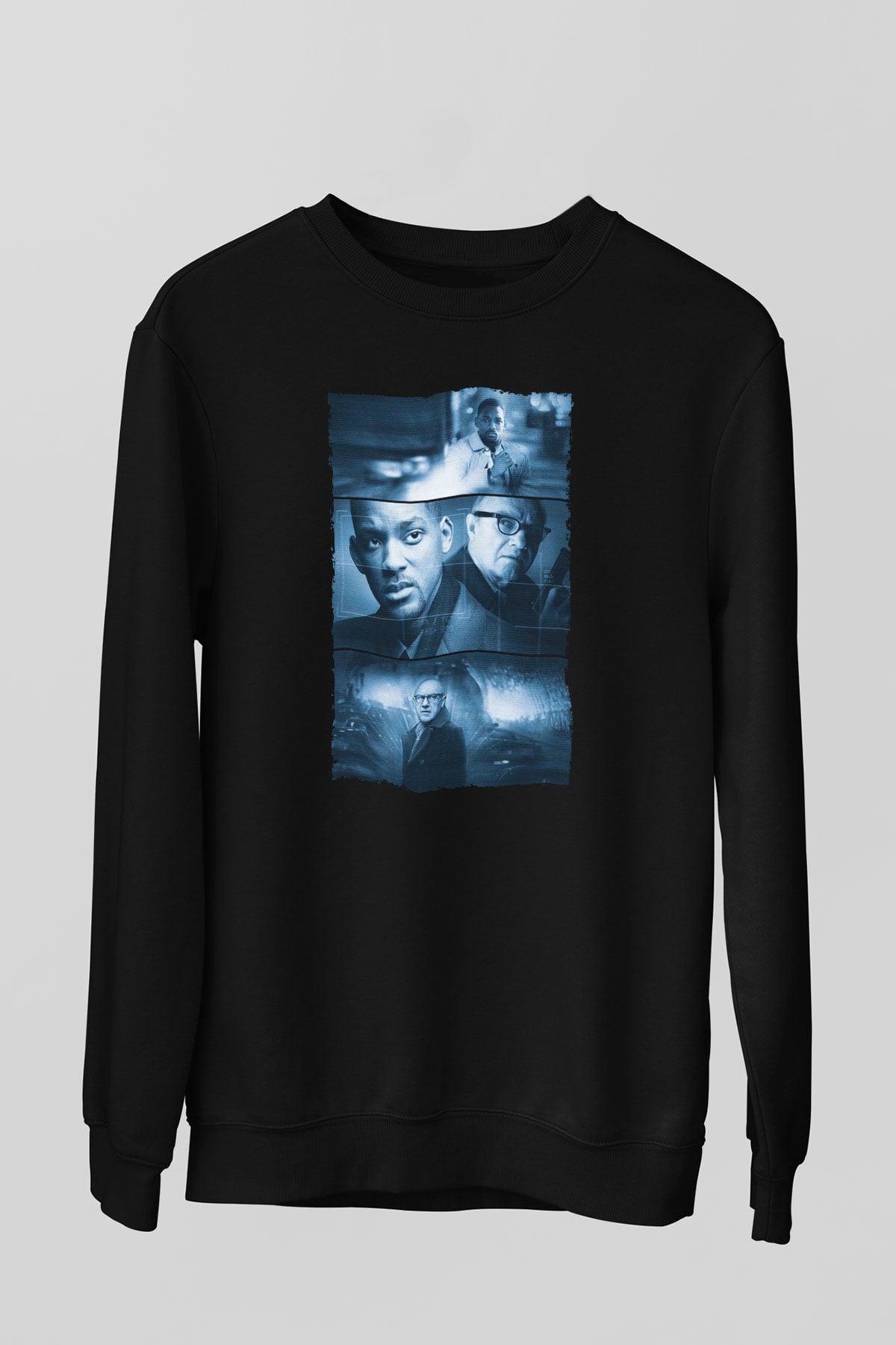 Unisex Devlet Düşmanı (Enemy of the State) Baskılı Siyah Sweatshirt