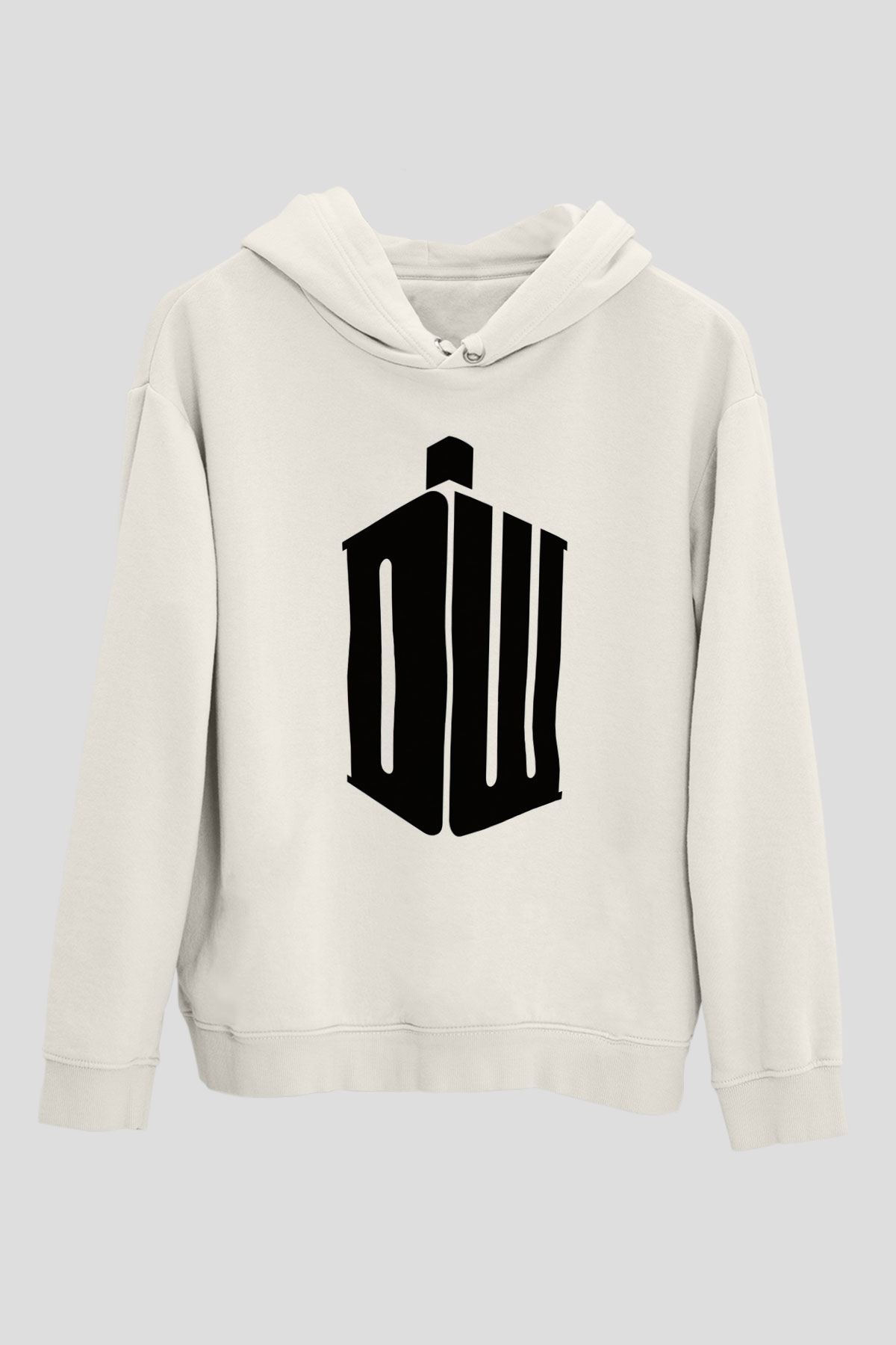 Unisex Doctor Who Baskılı Beyaz Kapüşonlu Sweatshirt