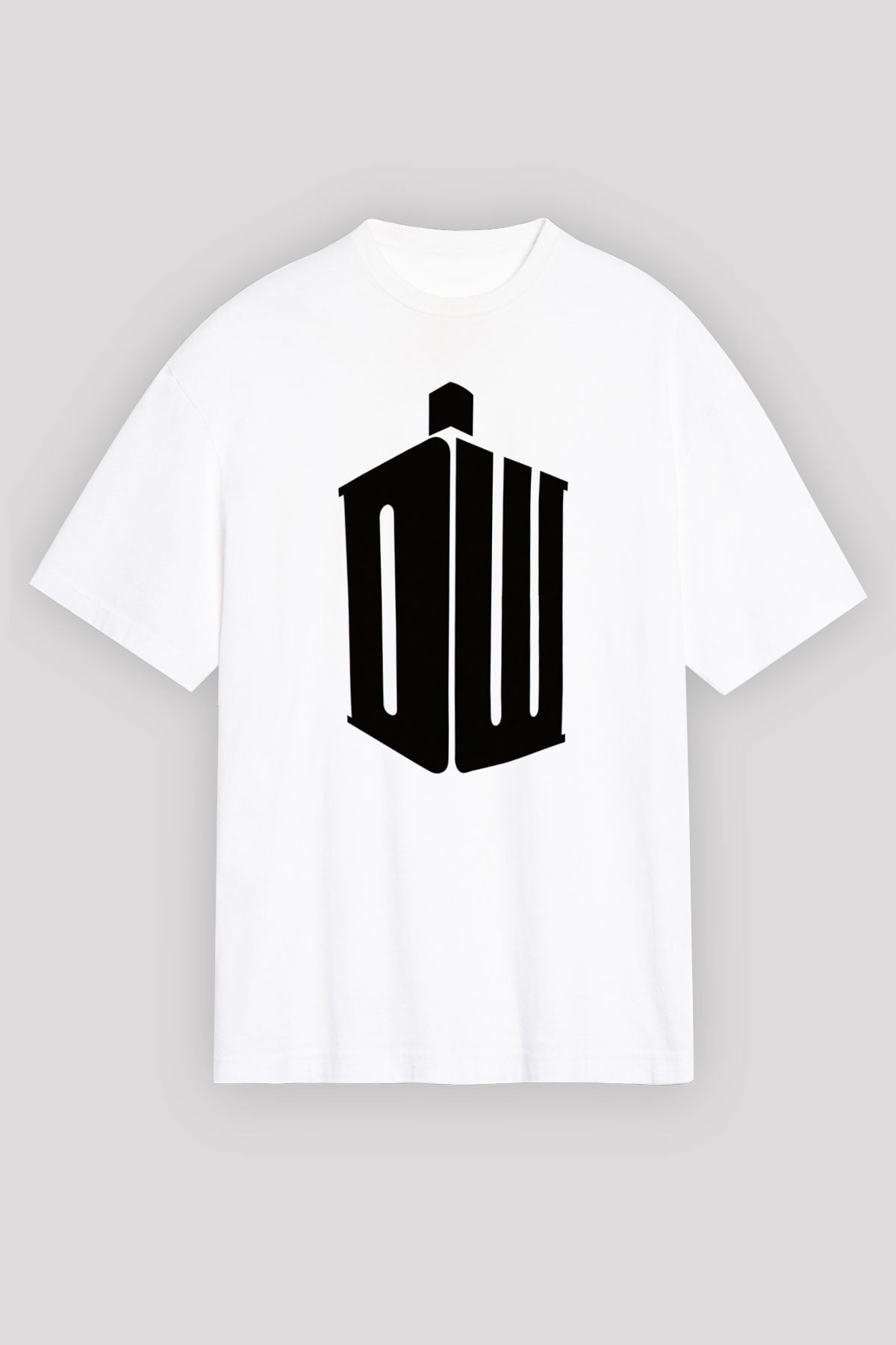 Unisex Doctor Who Baskılı Beyaz Oversize Tişört