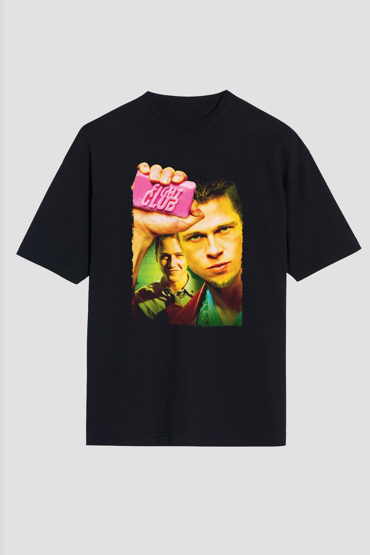 Unisex Dövüş Kulübü (Fight Club) Baskılı Siyah Oversize T-shirt