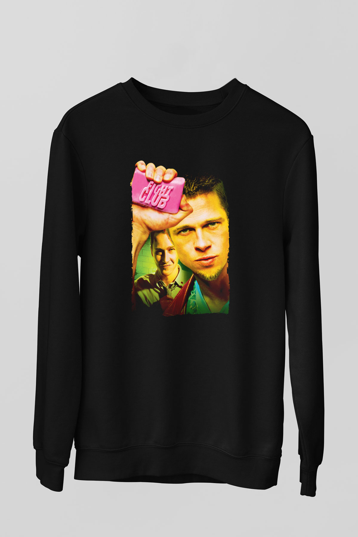 Unisex Dövüş Kulübü (Fight Club) Baskılı Siyah Sweatshirt