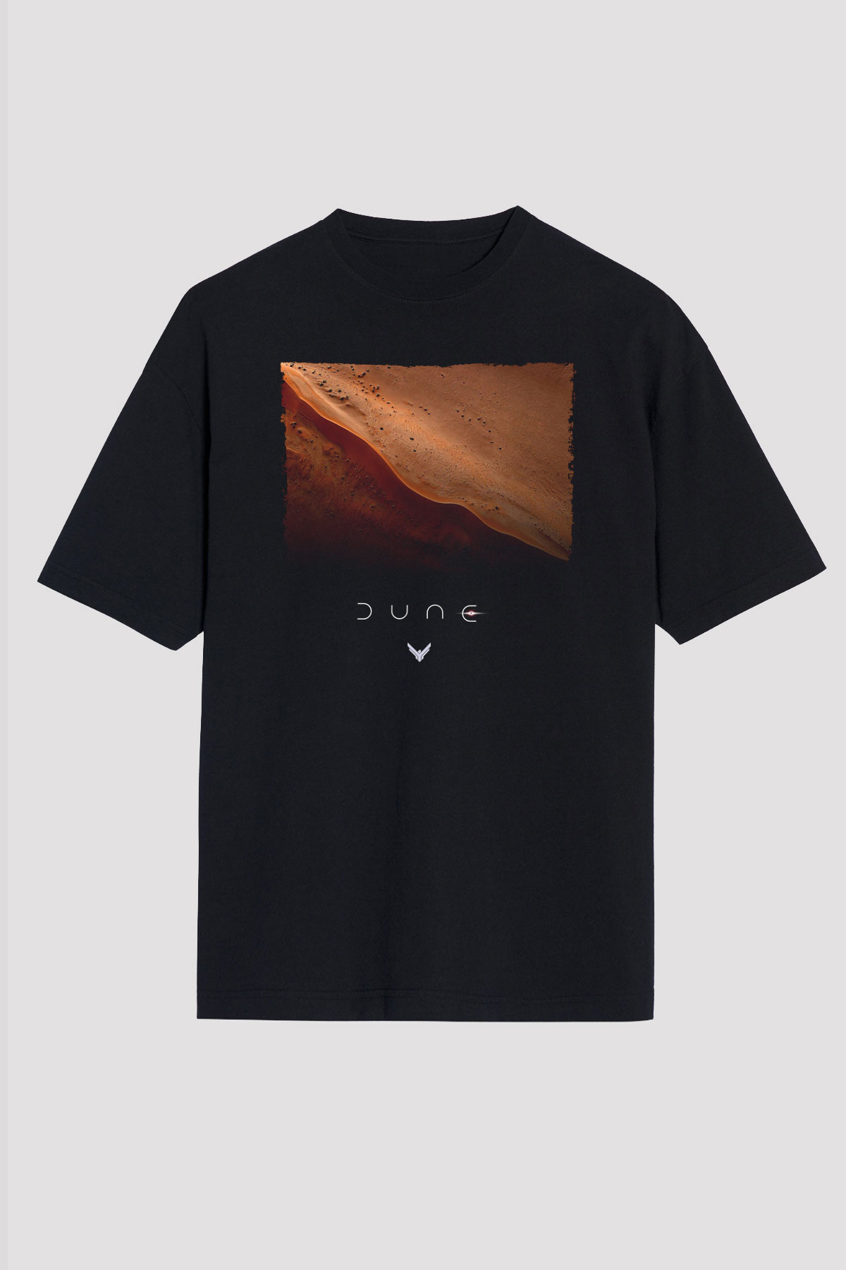 Unisex Dune Çöl Gezegeni (Dune) Baskılı Siyah Oversize Tişört