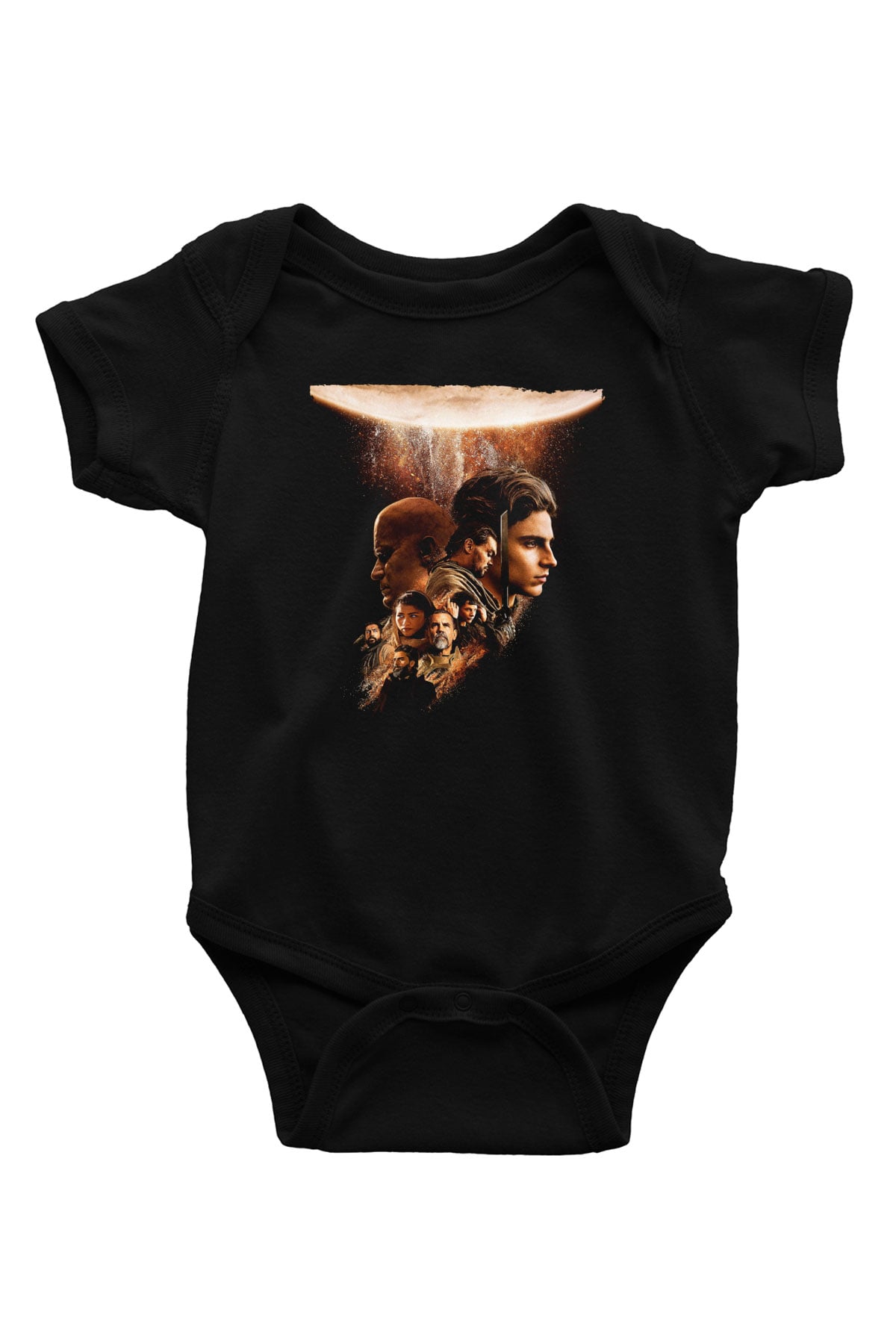 Unisex Dune Part Two Baskılı Siyah Bebek Body - Zıbın