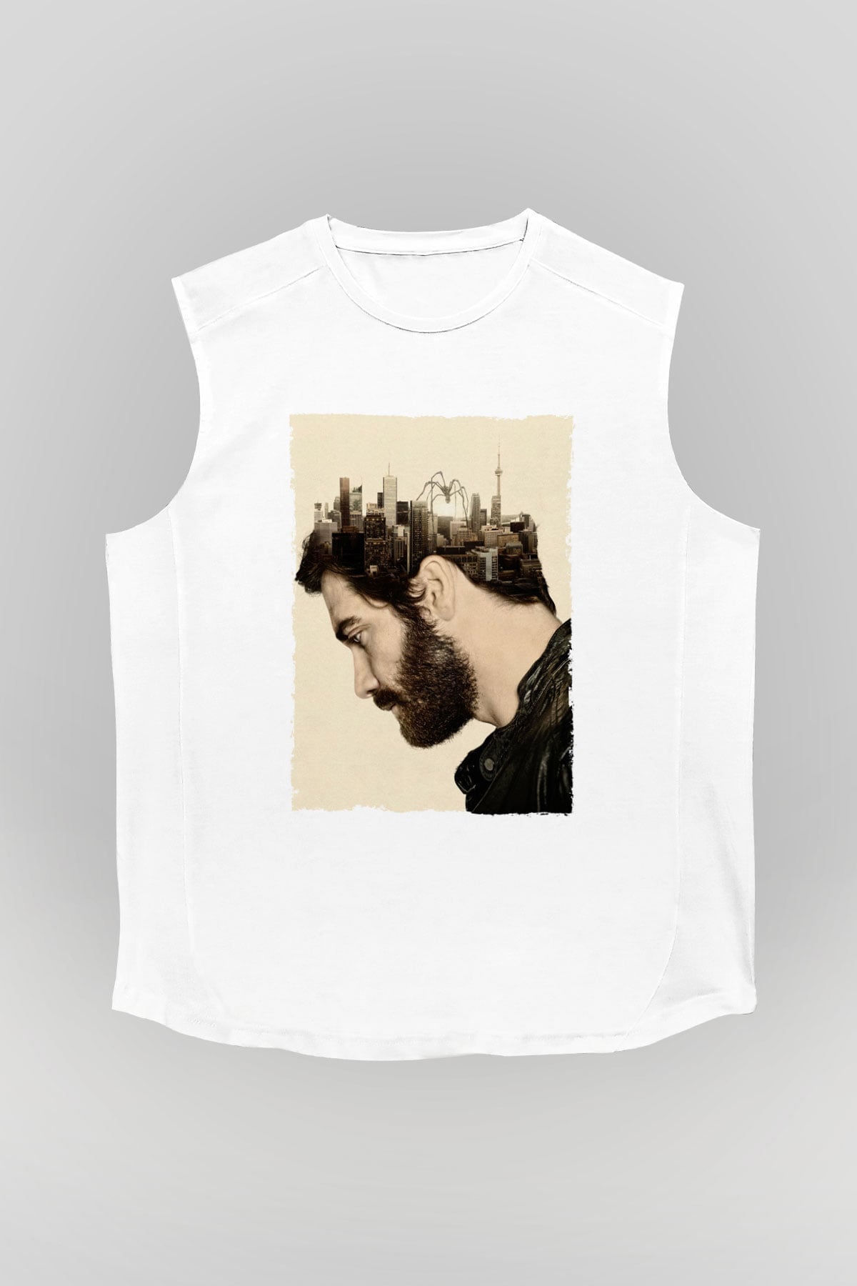 Unisex Düşman (Enemy) Baskılı Beyaz Kolsuz Tshirt