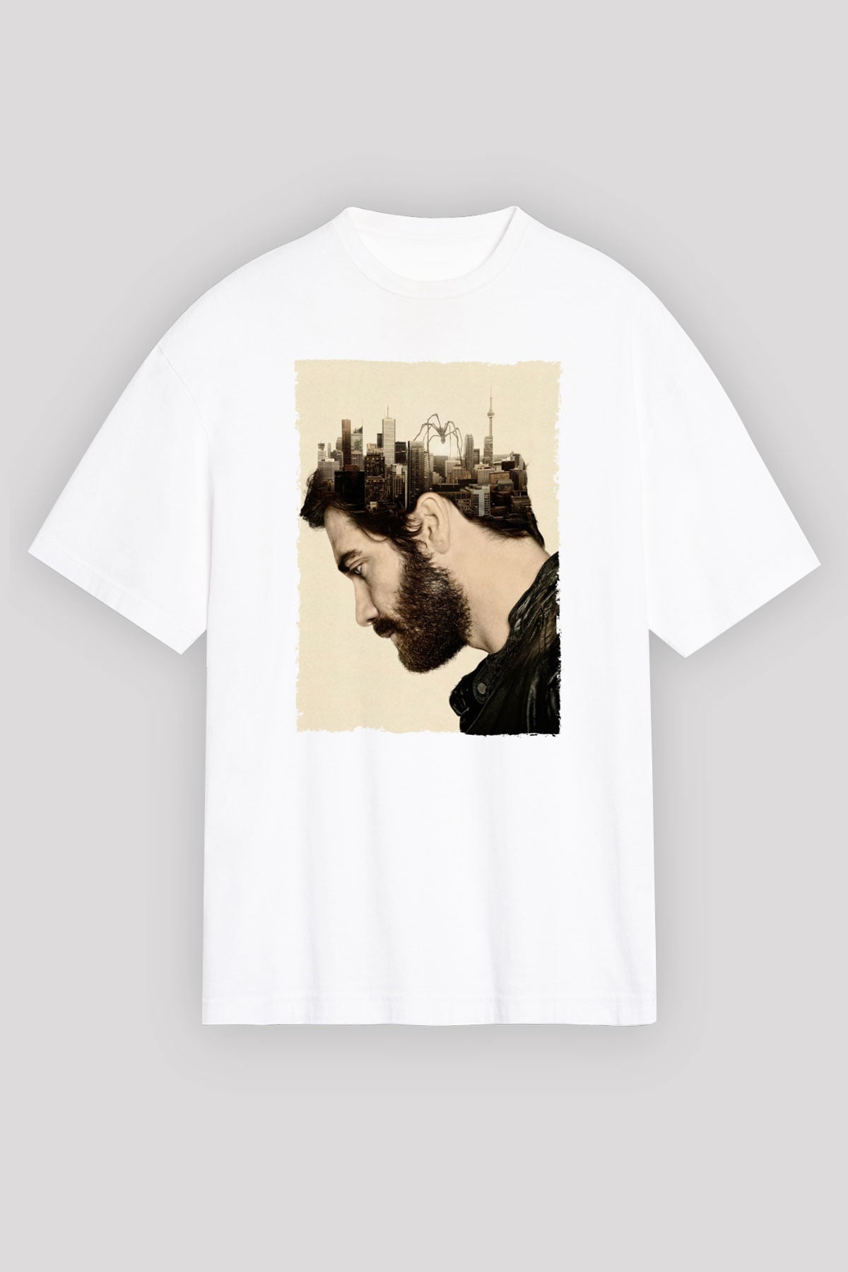 Unisex Düşman (Enemy) Baskılı Beyaz Oversize Oversize T-shirt