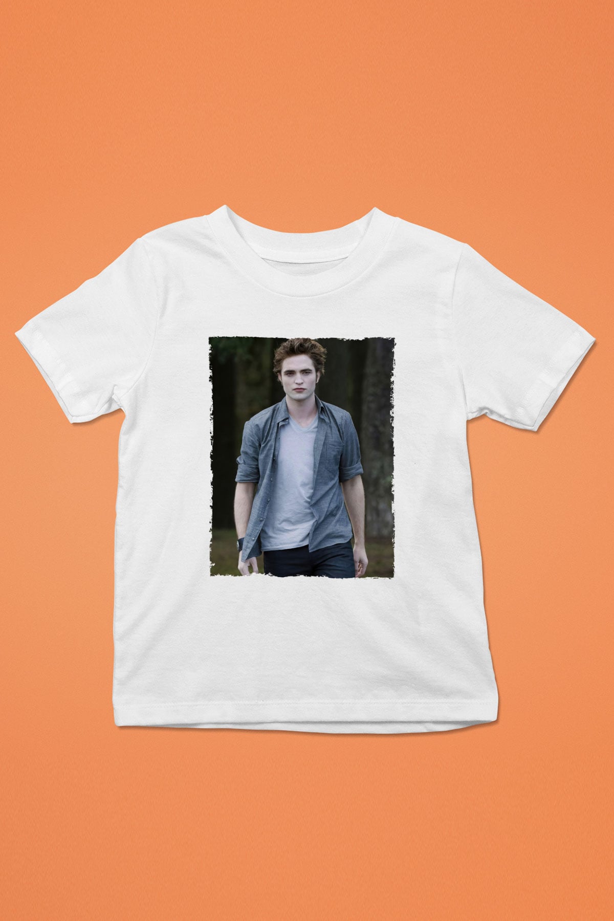 Unisex Edward Cullen Baskılı Beyaz Çocuk Tshirt