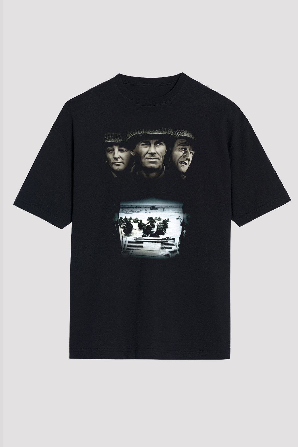 Unisex En Uzun Gün (The Longest Day) Baskılı Siyah Oversize T-shirt