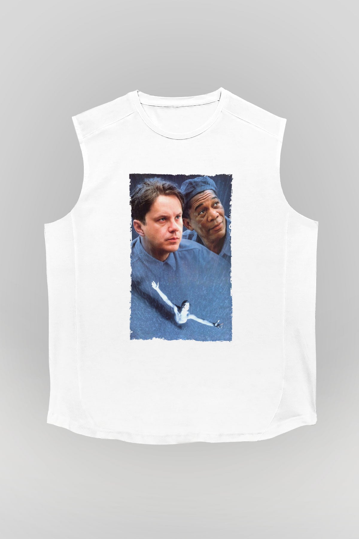 Unisex Esaretin Bedeli (The Shawshank Redemption) Baskılı Beyaz Kolsuz Tişört