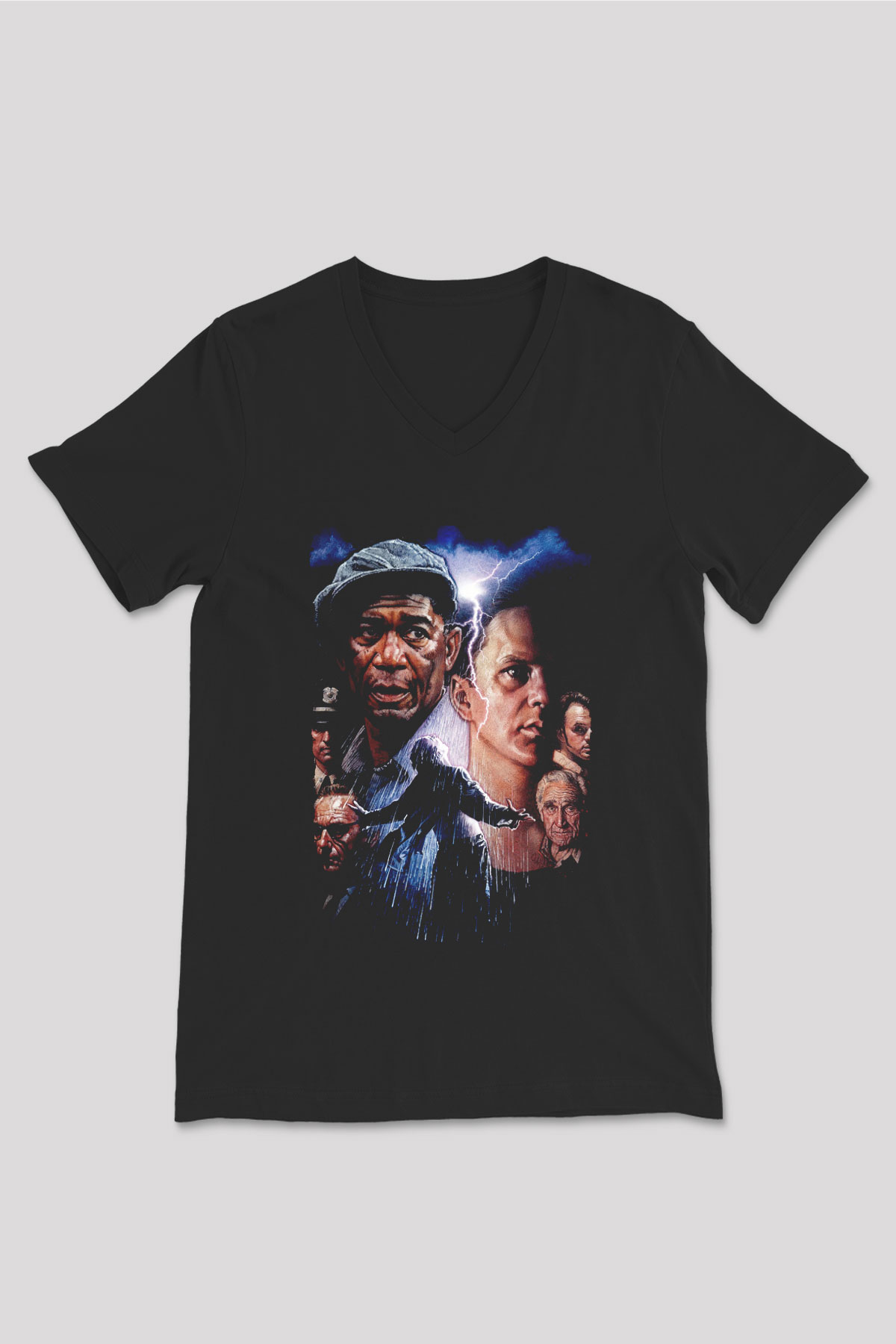 Unisex Esaretin Bedeli (The Shawshank Redemption) Baskılı Siyah V Yaka Tshirt