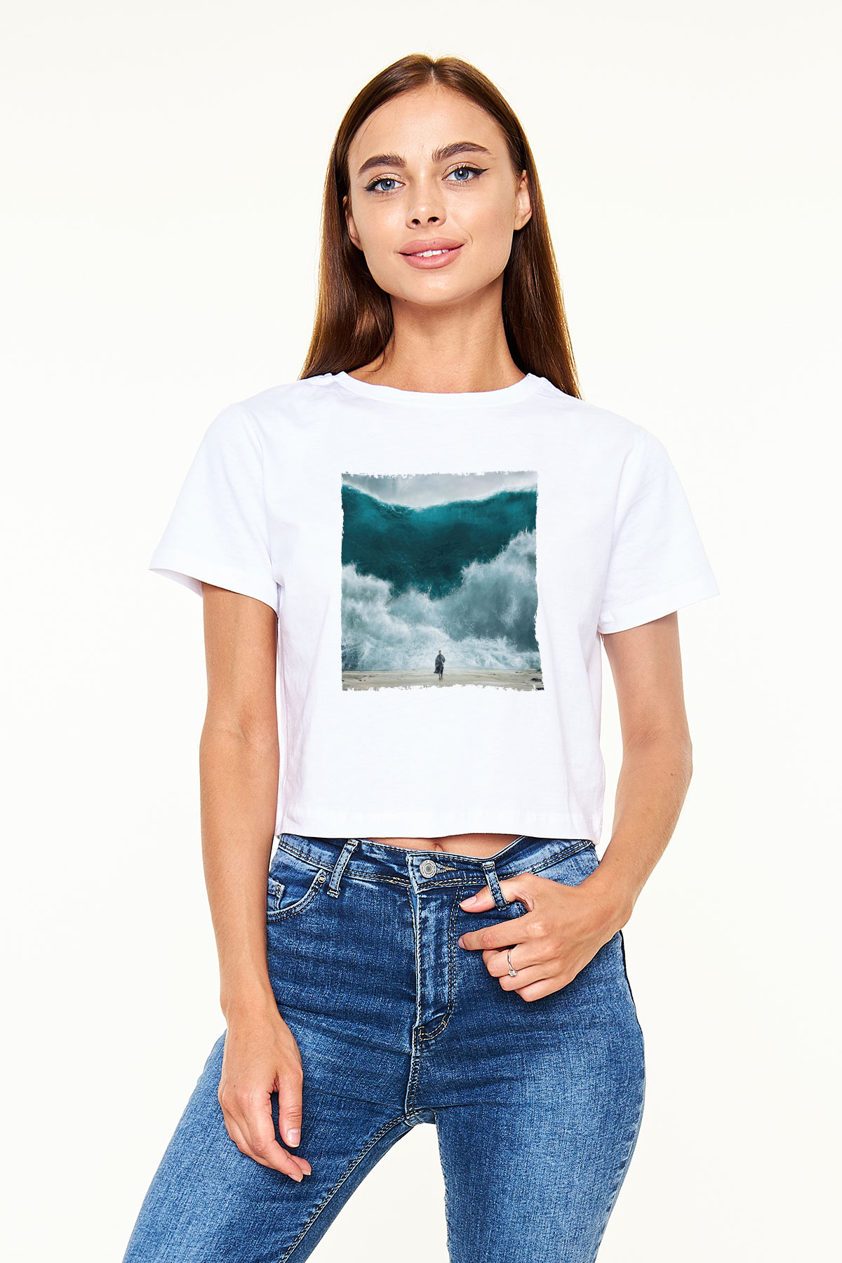 Unisex Exodus Gods and Kings Baskılı Beyaz Crop Top Tshirt