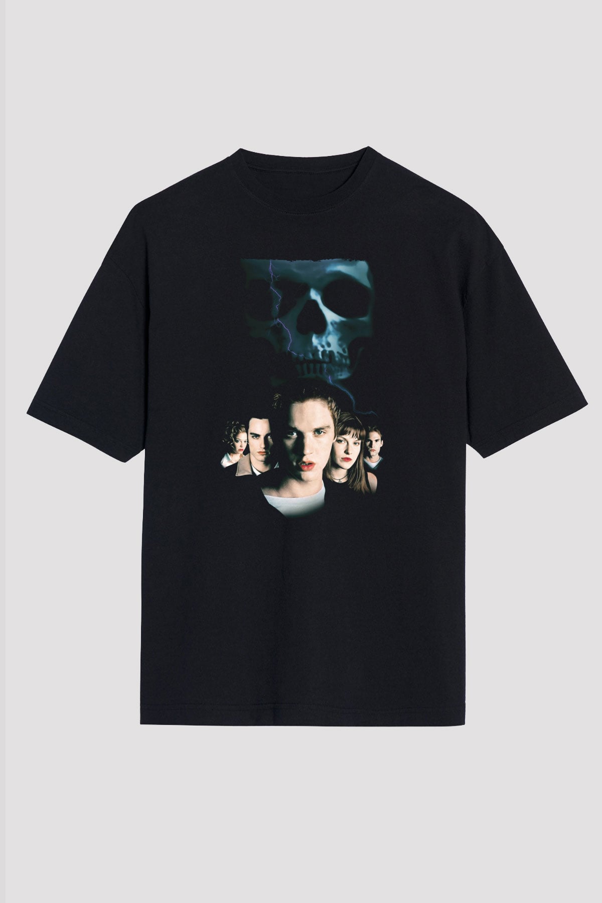 Unisex Final Destination Baskılı Siyah Oversize T-shirt