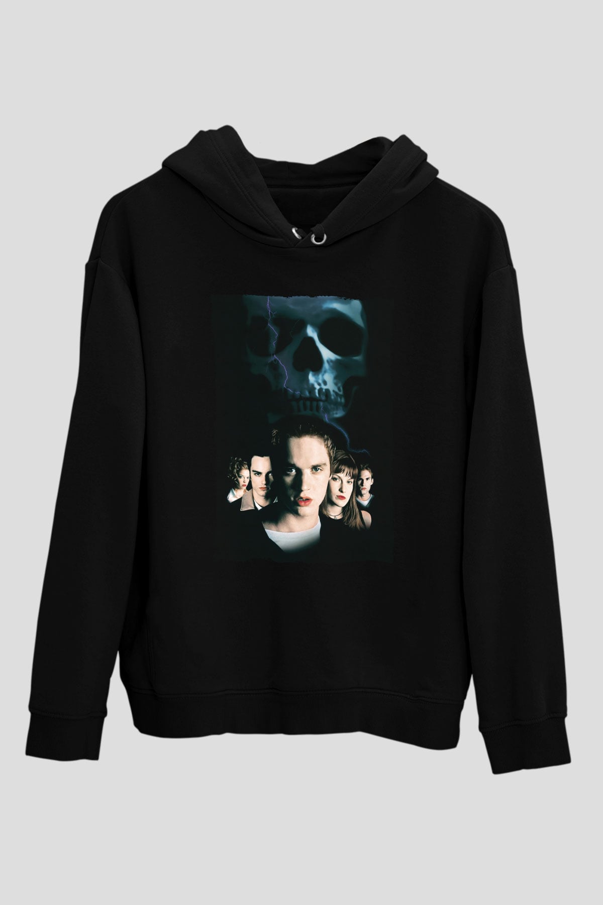 Unisex Final Destination Baskılı Siyah Kapüşonlu Sweatshirt