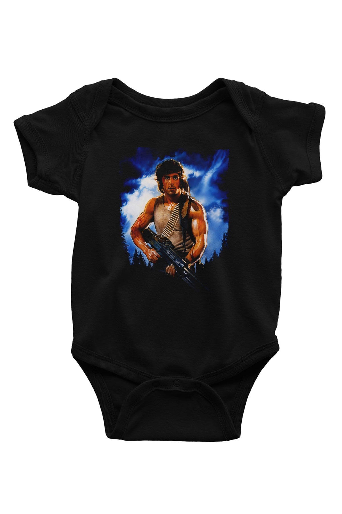 Unisex First Blood Baskılı Siyah Bebek Body - Zıbın